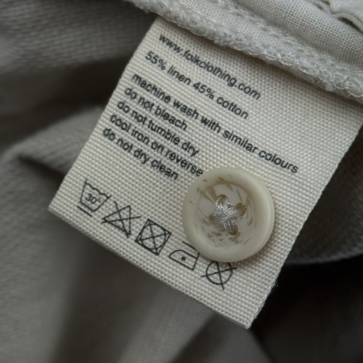 Folk Folk Beige Linen Drawstring Shorts / Aztec Hem Embroidery Size US 34 / EU 50 - 9 Thumbnail