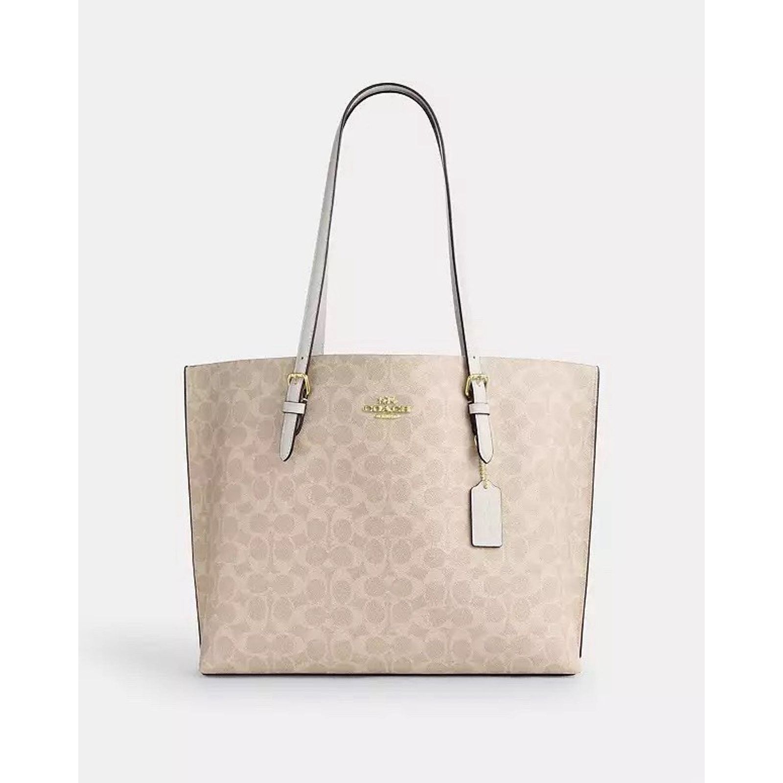 Coach NWT COACH Mollie Tote Large Signature CV967 Gold/Sand/Chalk Size ONE SIZE - 6 Thumbnail