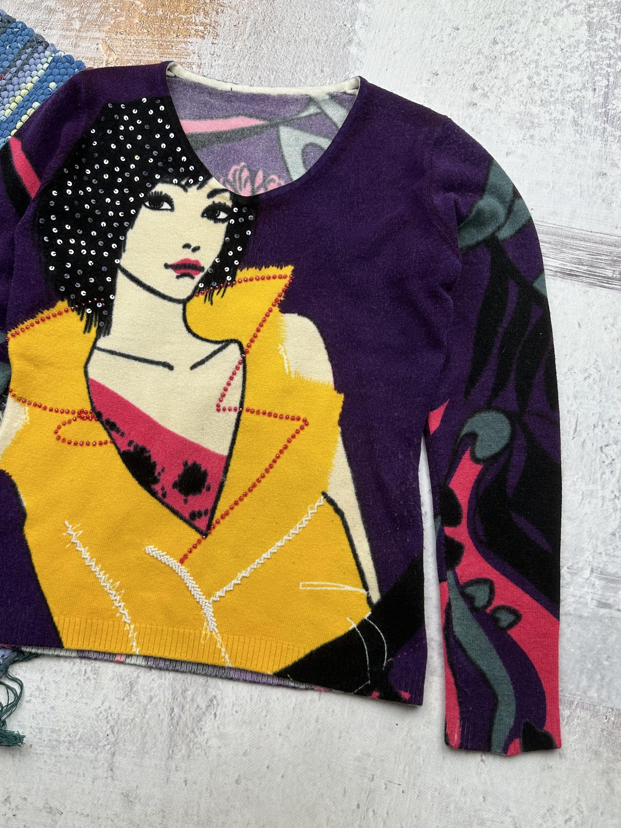 Japanese Brand Vintage Printed Sweater A137(366) Size M / US 6-8 / IT 42-44 - 3 Thumbnail