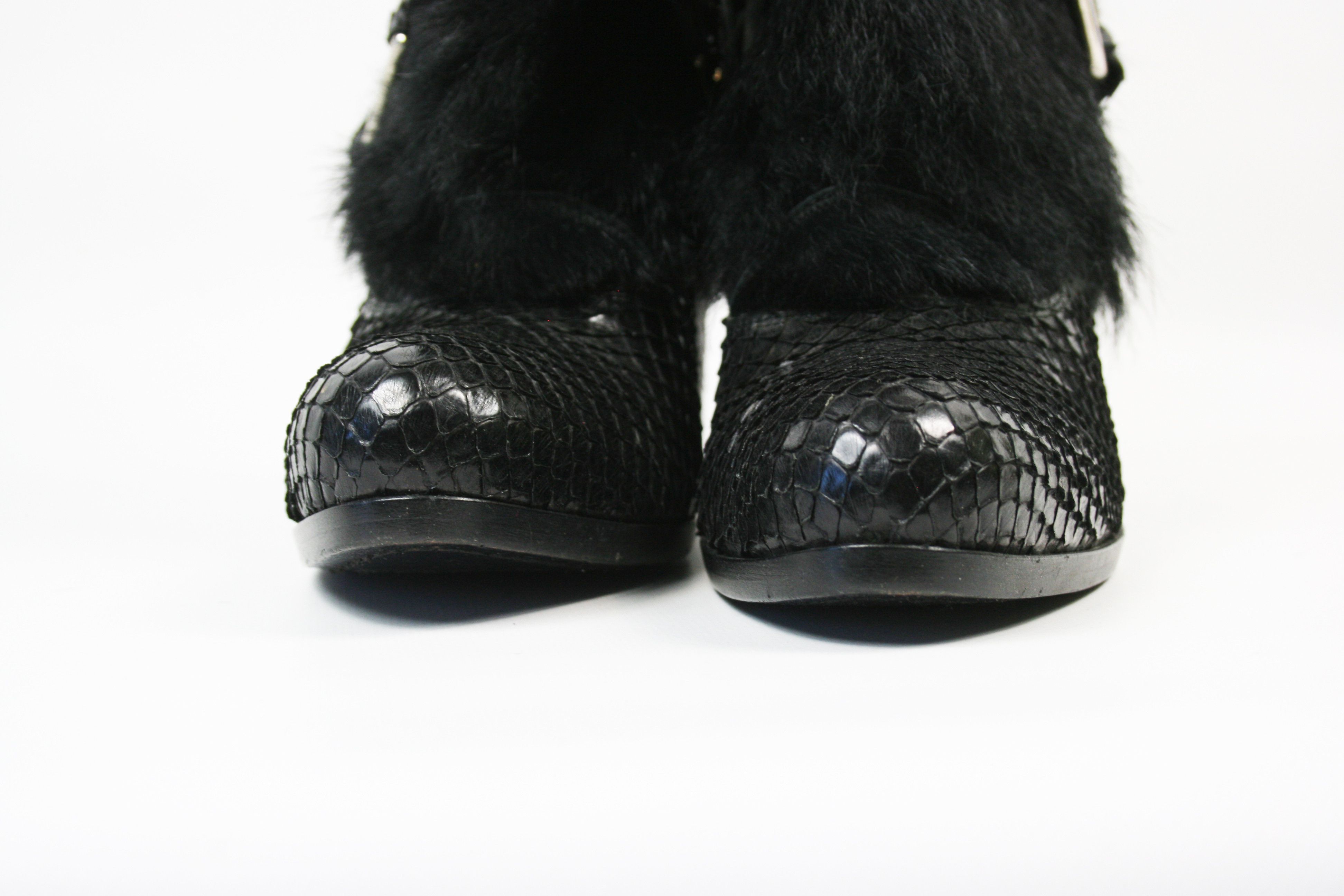 Gianni Barbato 00S Avant Garde Chewbacca Straps Fur Heeled Boots Vintage Size US 9 / IT 39 - 3 Thumbnail