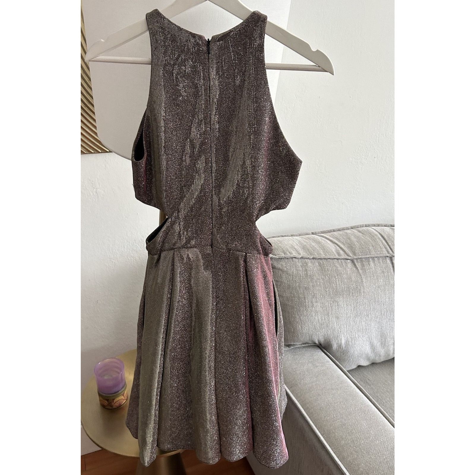 & Other Stories Y2K Glitter Cut Out Mini Dress Silver Fairy Party Prom 2 Size XS / US 0-2 / IT 36-38 - 7 Thumbnail