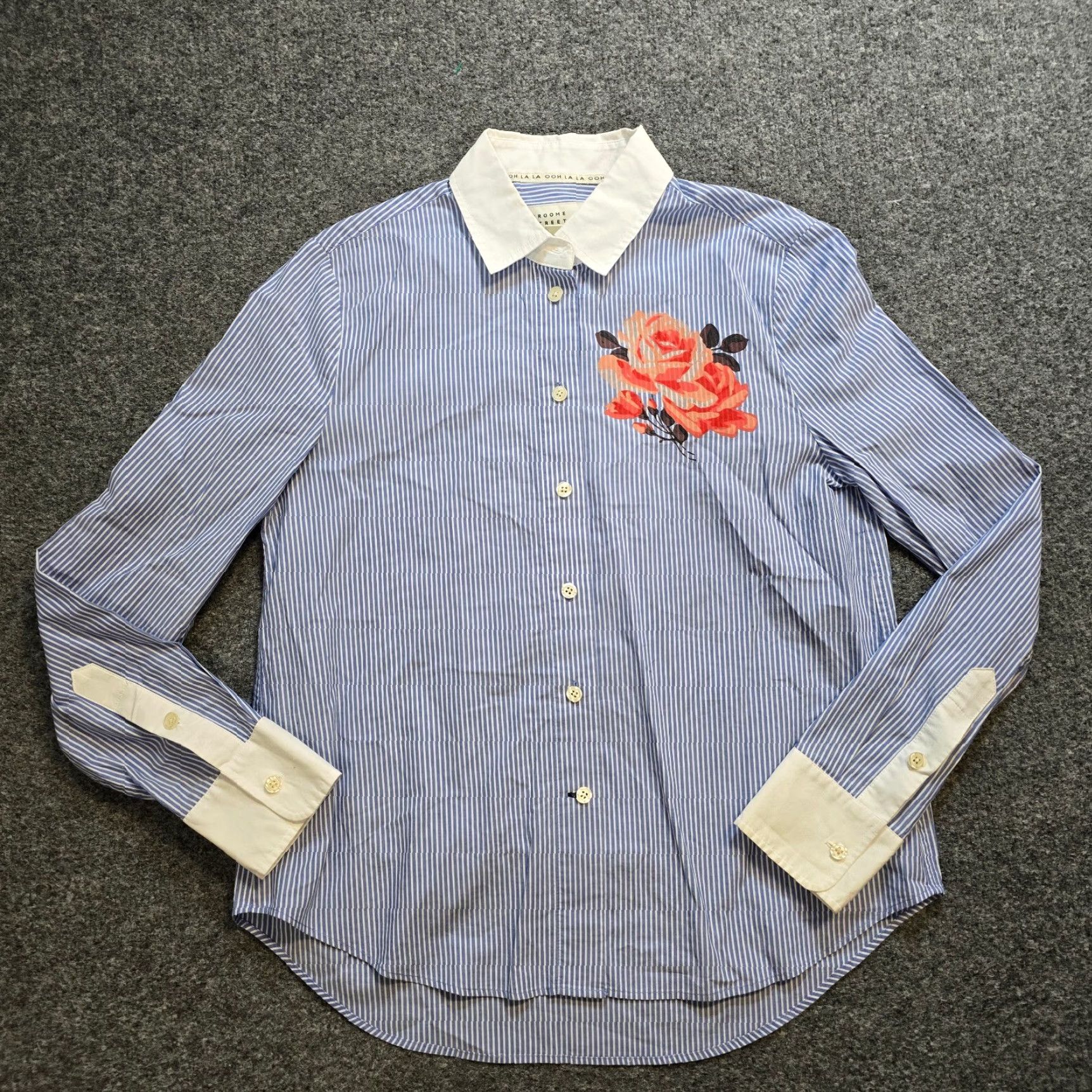 Vintage kate spade new york Blouse Women XS Blue Striped Rose Floral Career Size XS / US 0-2 / IT 36-38 - 2 Thumbnail
