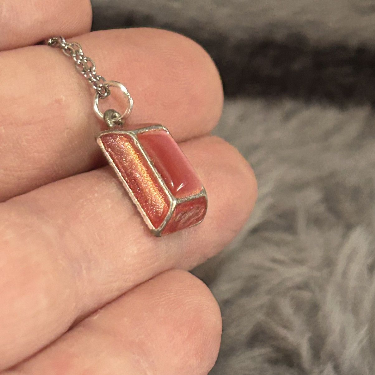 Handmade Handcrafted salvaged vintage cat eye glass pendant necklace Size ONE SIZE - 6 Thumbnail