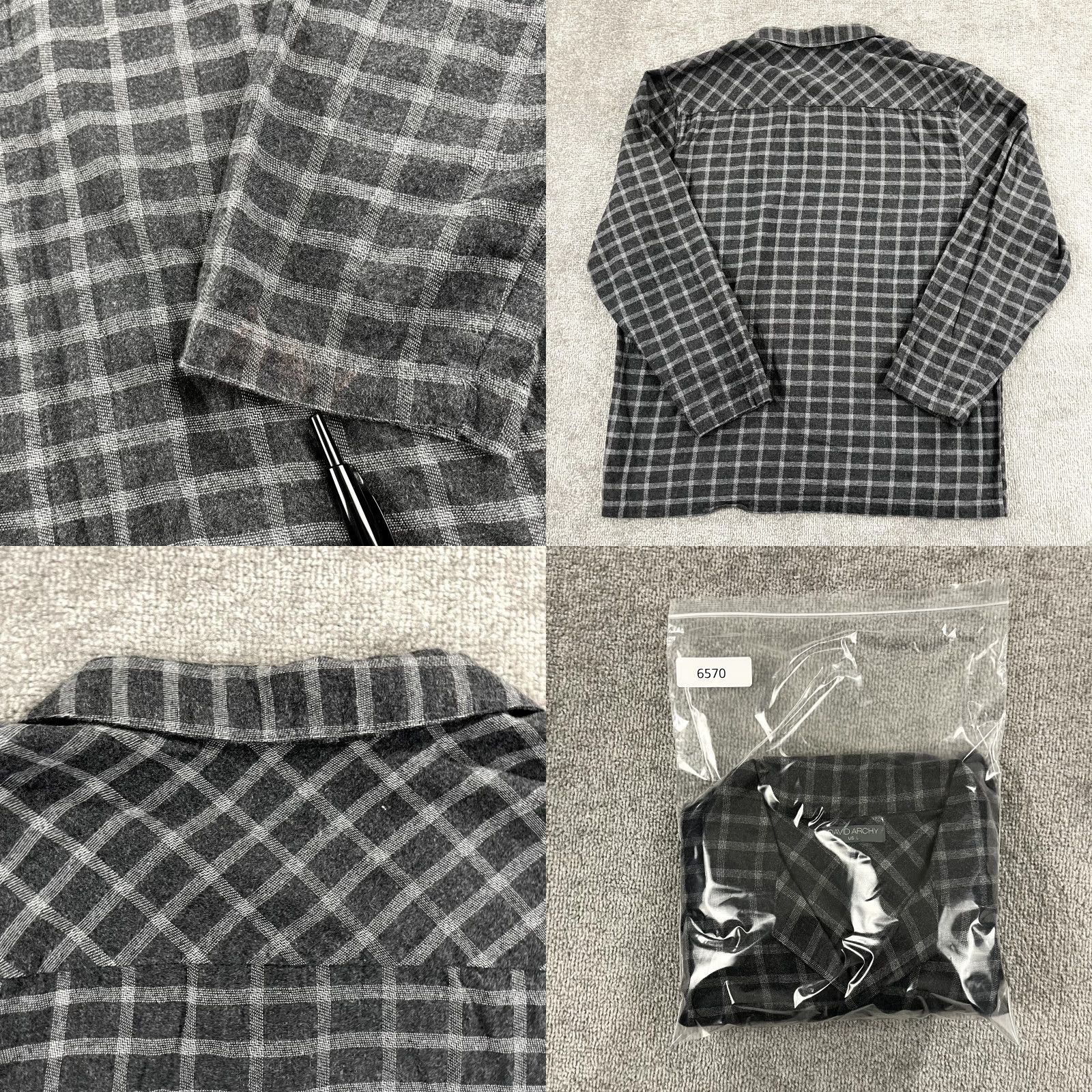 Vintage DAVID ARCHY Shirt Mens L Gray Plaid Relaxed Lounge Button Up Long Sleeve Shirt Size US L / EU 52-54 / 3 - 8 Thumbnail