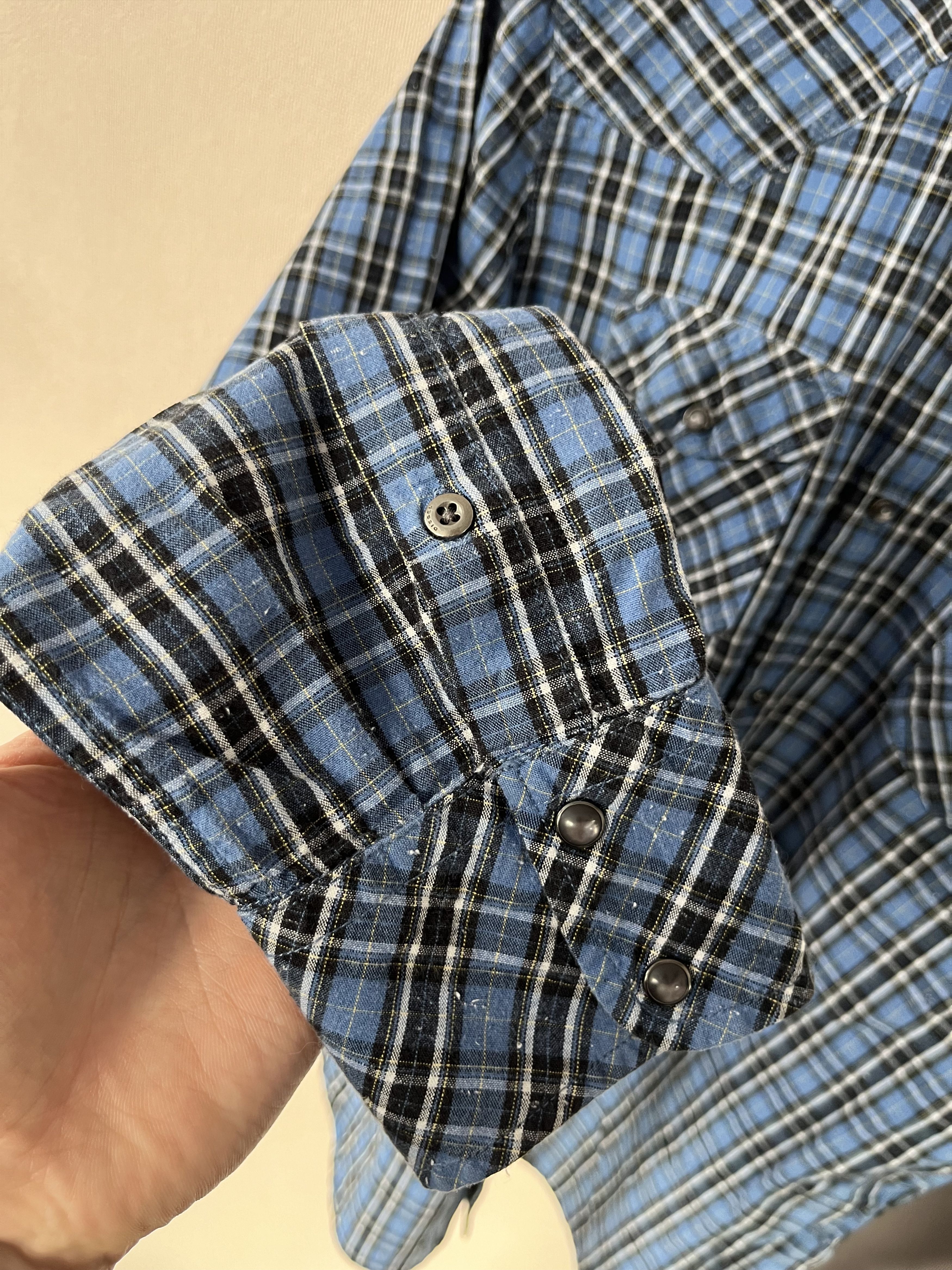 Diesel Diesel Plaid Snap Button Up Pocket Shirt Check Size L Size US L / EU 52-54 / 3 - 5 Thumbnail