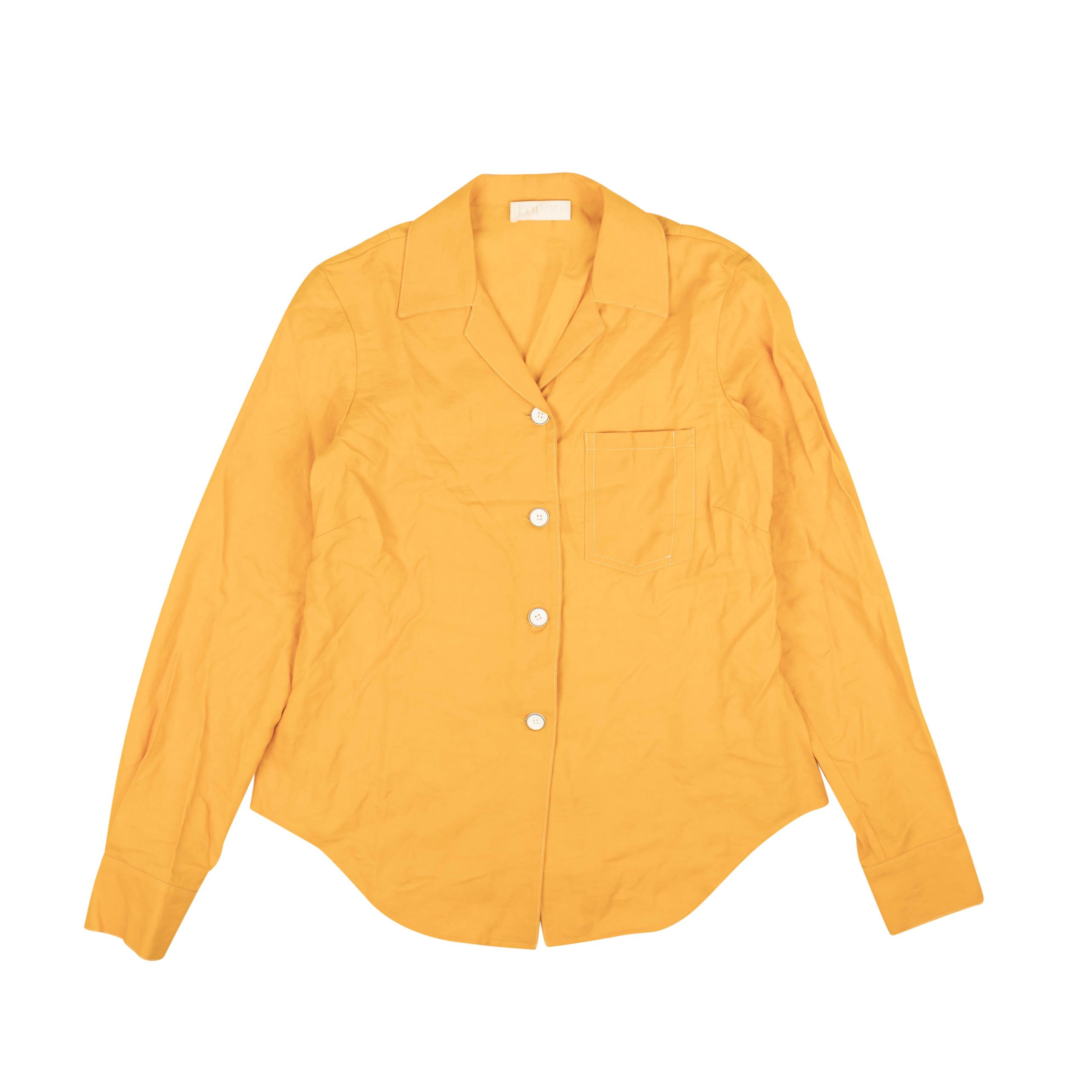 image of Lorod Marigold Long Sleeve Bowling Shirt Size M, Women's