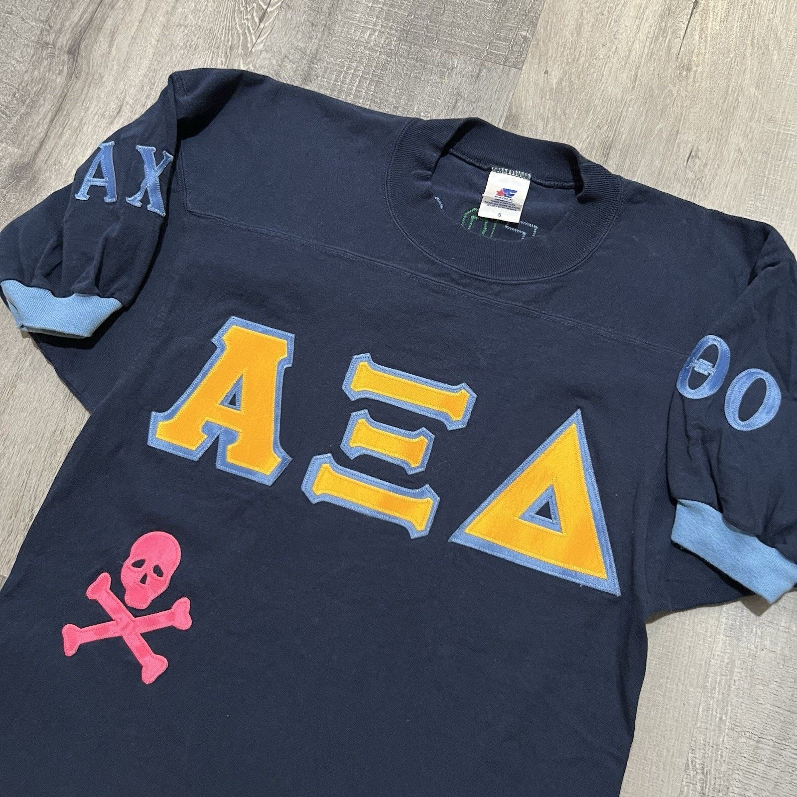 Vintage VTG Alpha Xi Delta Waffled Sponge Blue Y2K College Shirt Size S / US 4 / IT 40 - 3 Thumbnail