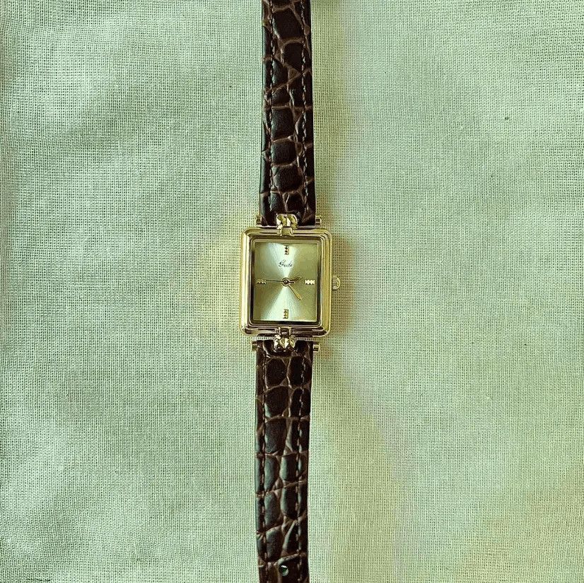 Jewelry 2000s vintage style square brown leather luxury watch Size ONE SIZE - 8 Thumbnail