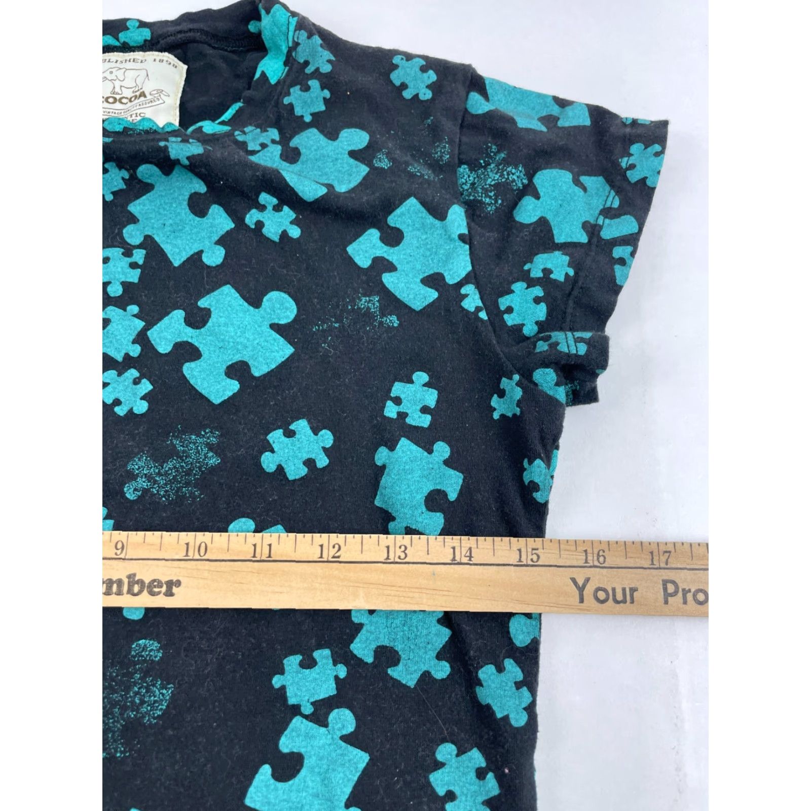 Vintage Cocoa Blouse Women's Size S Short Sleeve Mock Neck Jigsaw Piece Print Size S / US 4 / IT 40 - 4 Thumbnail