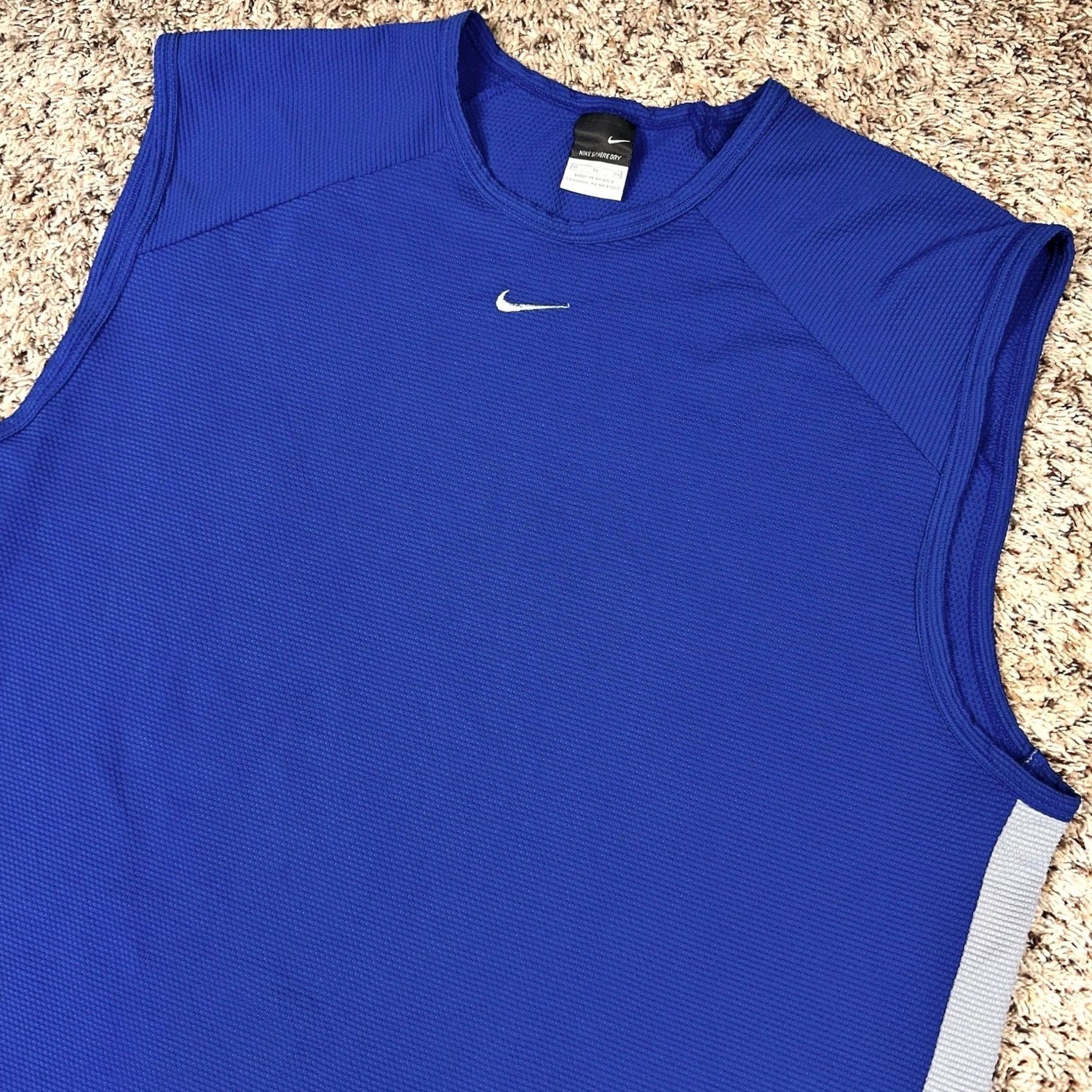 Nike VINTAGE Nike Athletic Tank Top T-Shirt XL Blue Embroidered Center Swoosh Y2K Mens Size US XL / EU 56 / 4 - 4 Thumbnail