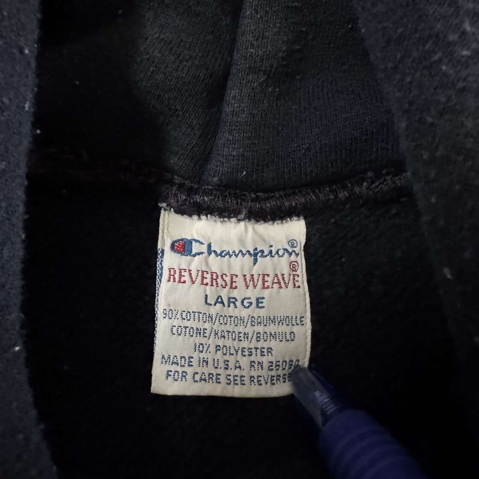 Vintage Vntg Champion Reverse Weave Hoodie Navy Spellout Size Small Size US M / EU 48-50 / 2 - 3 Thumbnail