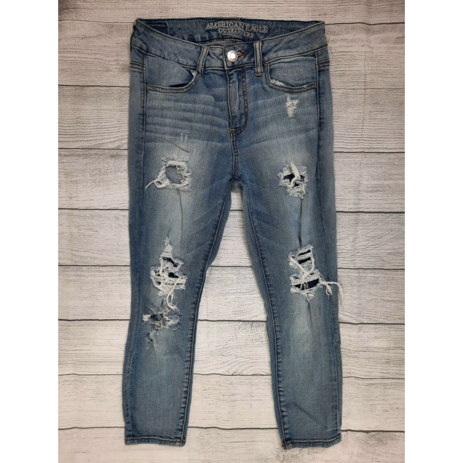 American Eagle Outfitters VINTAGE? No — American Eagle Outfitters Women's Jegging Crop Jeans Blue 5-Pocket Stretch High Rise Slim Size 4 Reg M4J Women Size 27" / US 4 / IT 40 - 6 Thumbnail