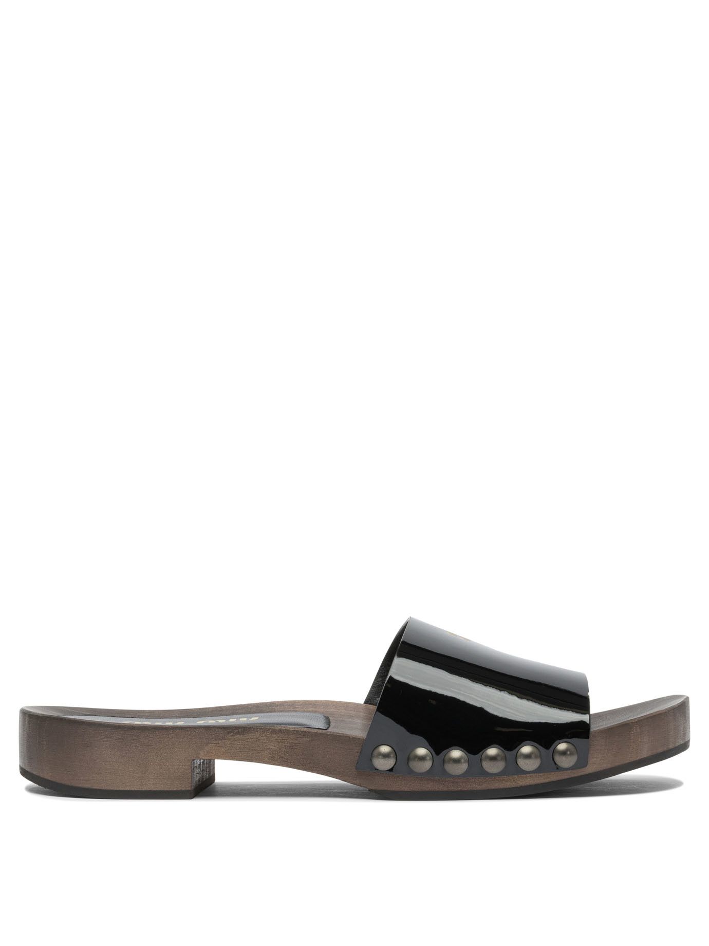 Miu Miu Patent Leather Clogs 30Mm It 37 Women Shoes in Black