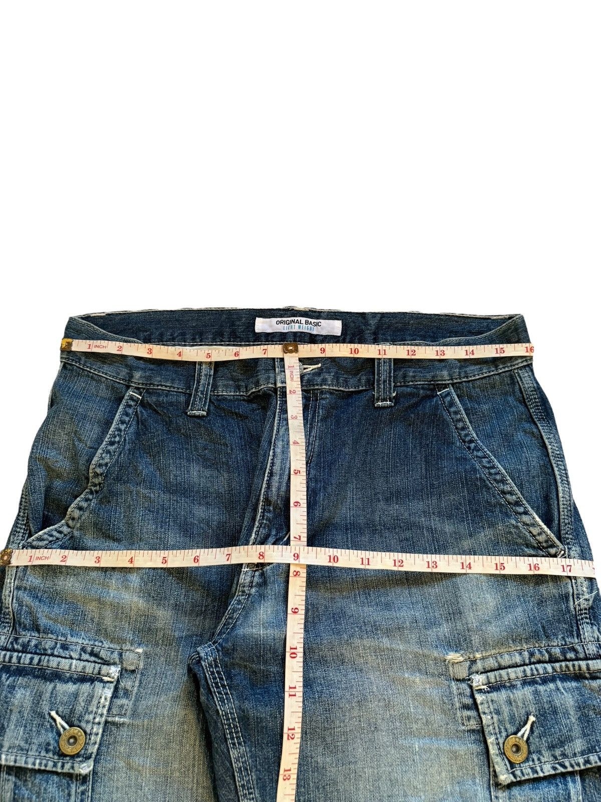 Japanese Brand × Jun Takahashi × Uniqlo Vintage Uniqlo Mud Wash Distress Rip Cargo Baggy Jean Shorts Size US 32 / EU 48 - 14 Thumbnail