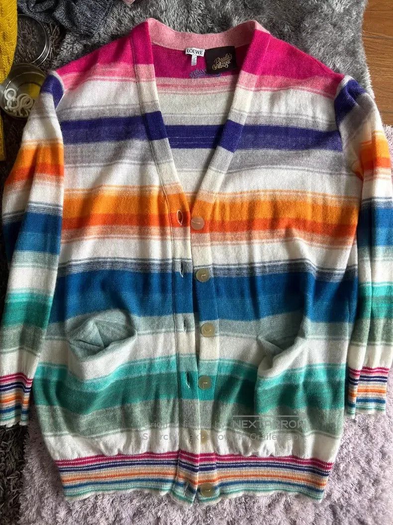 Loewe Loewe Color gradient striped cardigan mohair cardigan Size M / US 6-8 / IT 42-44 - 2 Thumbnail