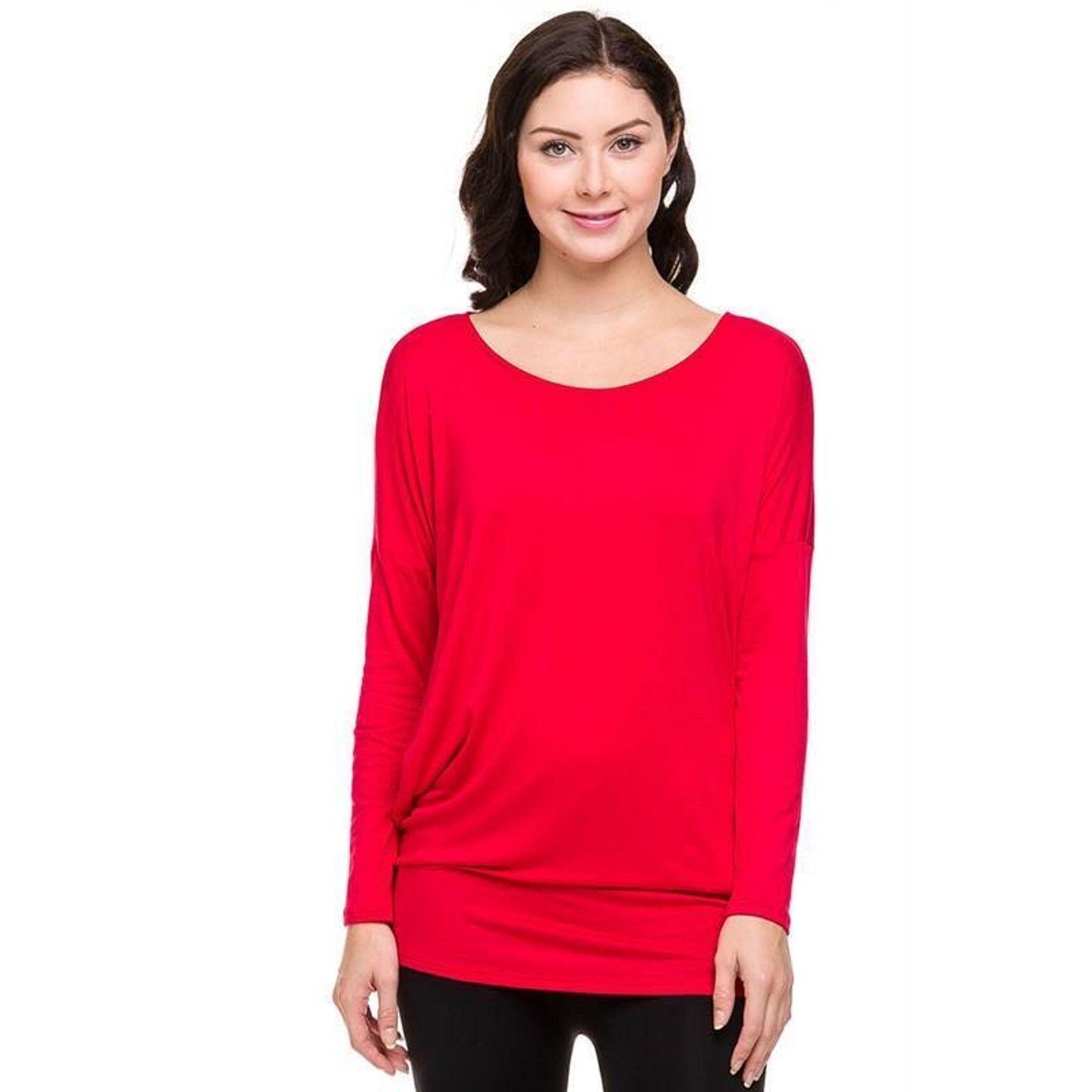 Other NEW NWT S Boutique Long Sleeve Red Dolman Shirt Top Blouse Size S / US 4 / IT 40 - 2 Thumbnail