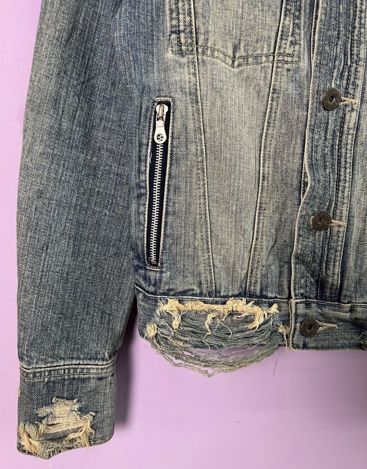 If Six Was Nine 🔥Rare Deadly Jester Distressed Denim Jacket Size US XS / EU 42 / 0 - 9 Thumbnail