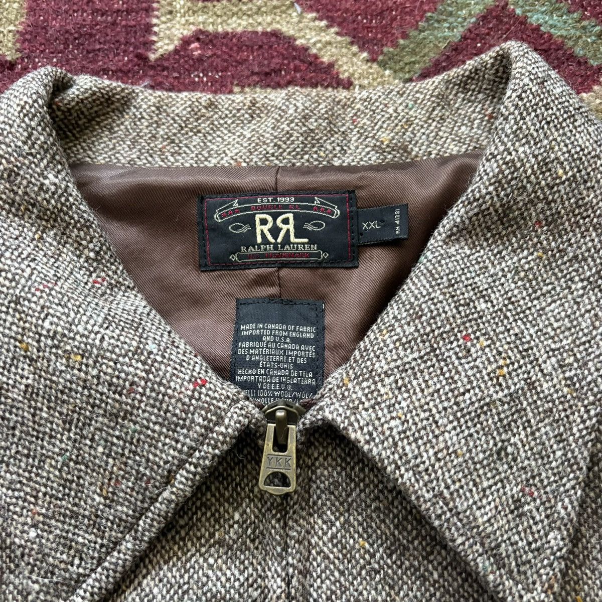 RRL Ralph Lauren Vintage 90s RRL Tweed Speckled Bomber Flap Pocket Boxy Crop Size US XXL / EU 58 / 5 - 5 Thumbnail