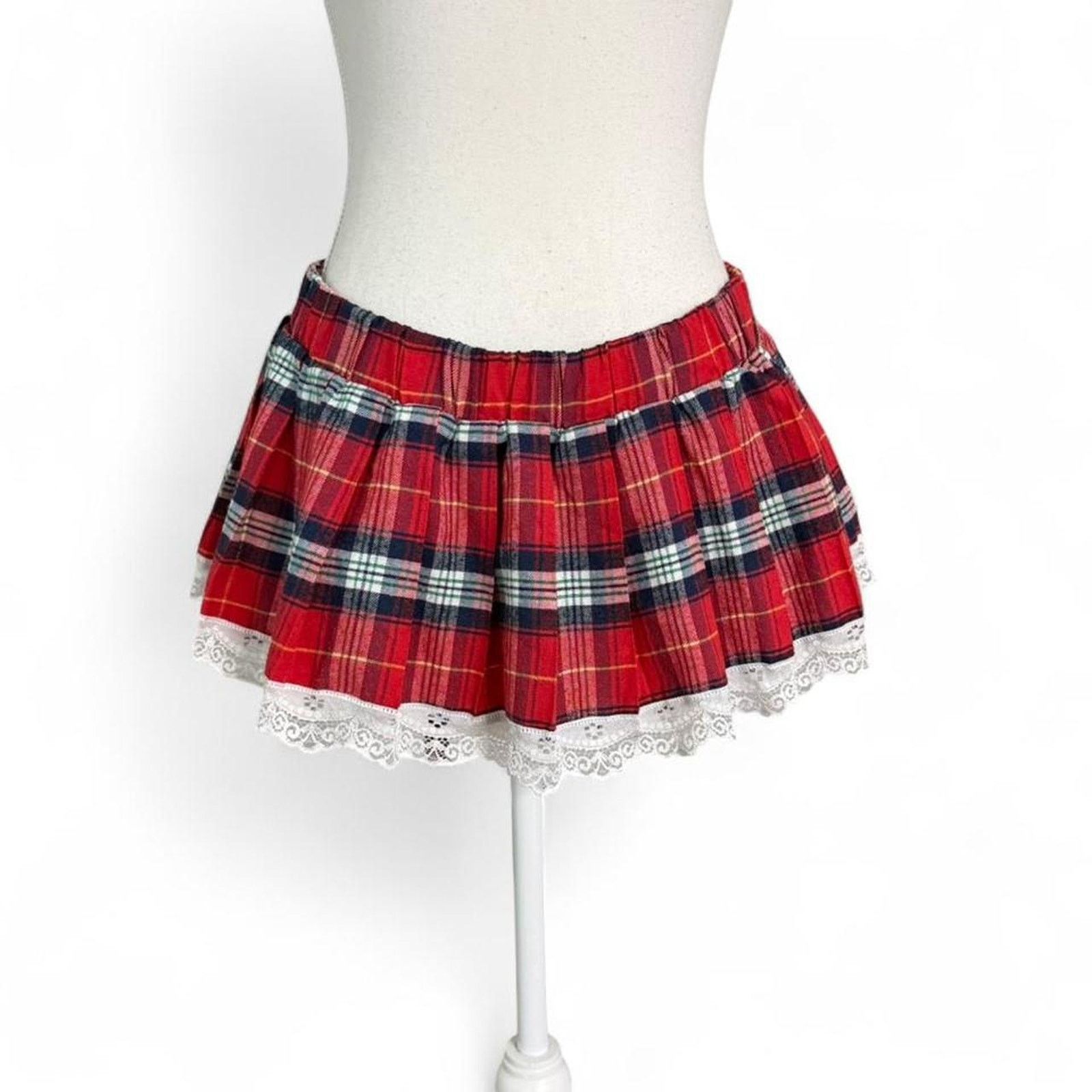 Tripp NYC Adome Plaid Lace Micro Mini Skirt Rave Concert Size Large Size 34" / US 12 / IT 48 - 6 Thumbnail