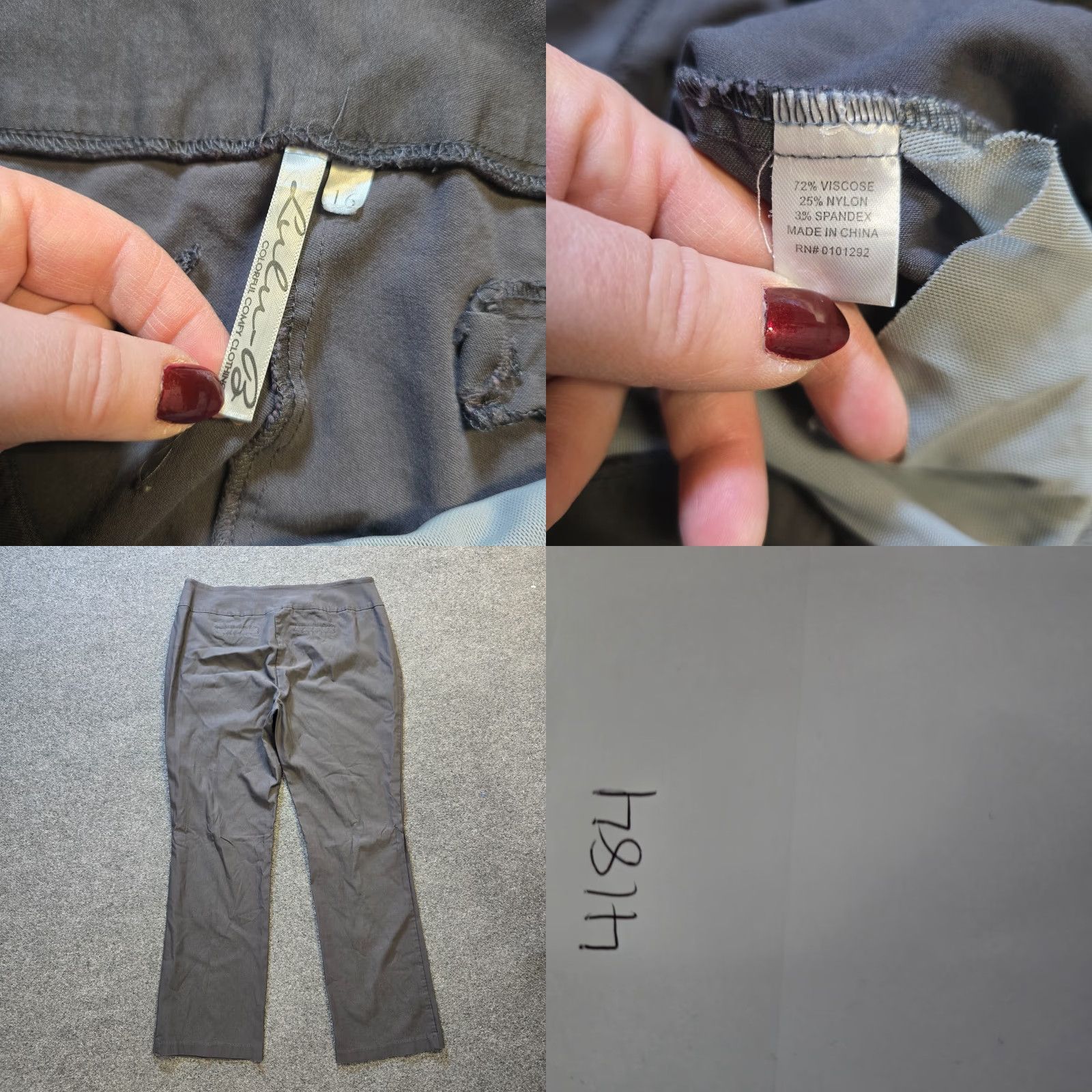 Vintage Lulu B Pants Womens Size 16 Gray Stretch Straight Performance Career Golf Casual Pants Size 38" / US 16 / IT 52 - 8 Thumbnail