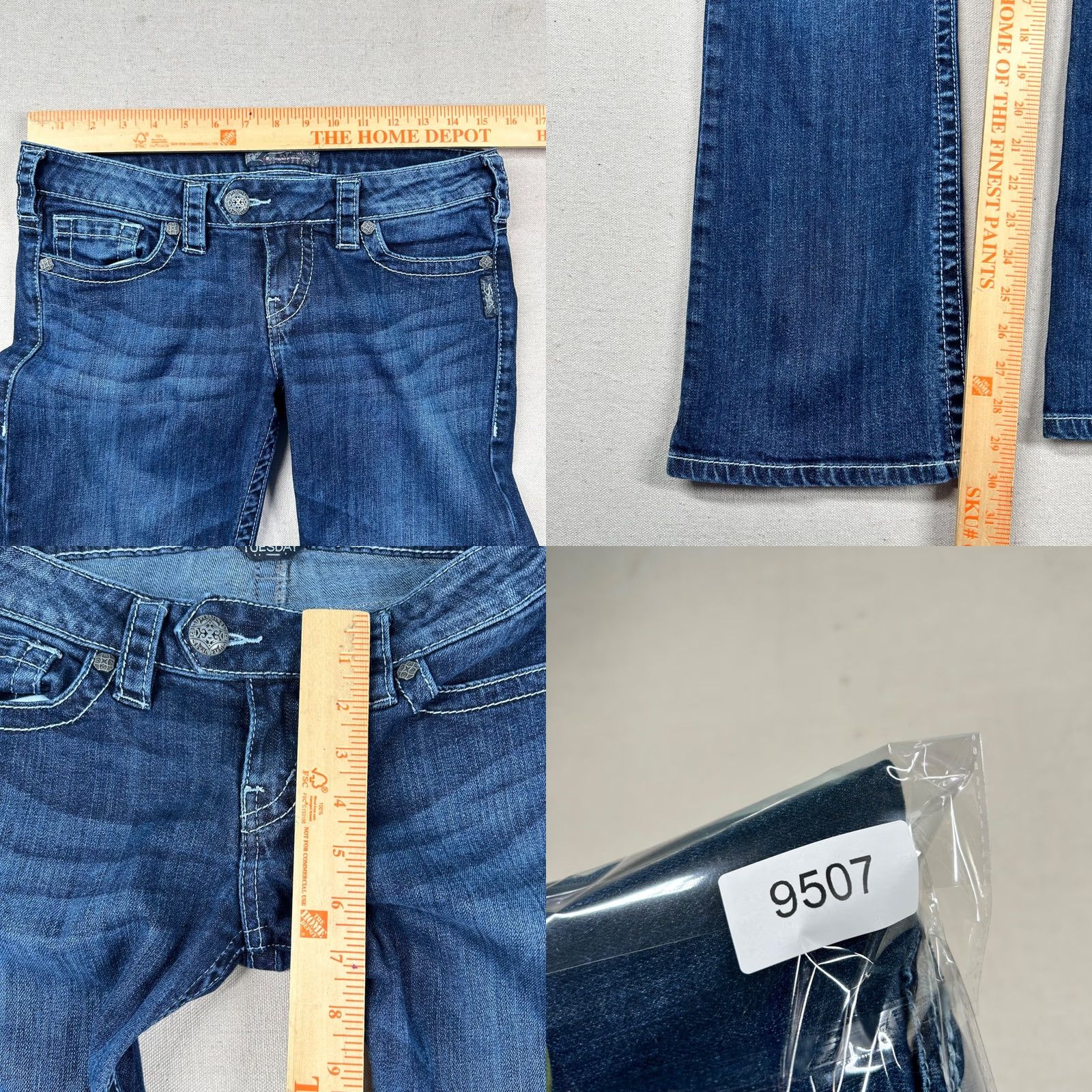 Silver Jeans Co. VINTAGE Silver Jeans Tuesday Jeans Womens 28x31 Low Rise Bootcut Denim Blue 5-Pocket Mens Womens Girls Boys Size 28" / US 6 / IT 42 - 8 Thumbnail