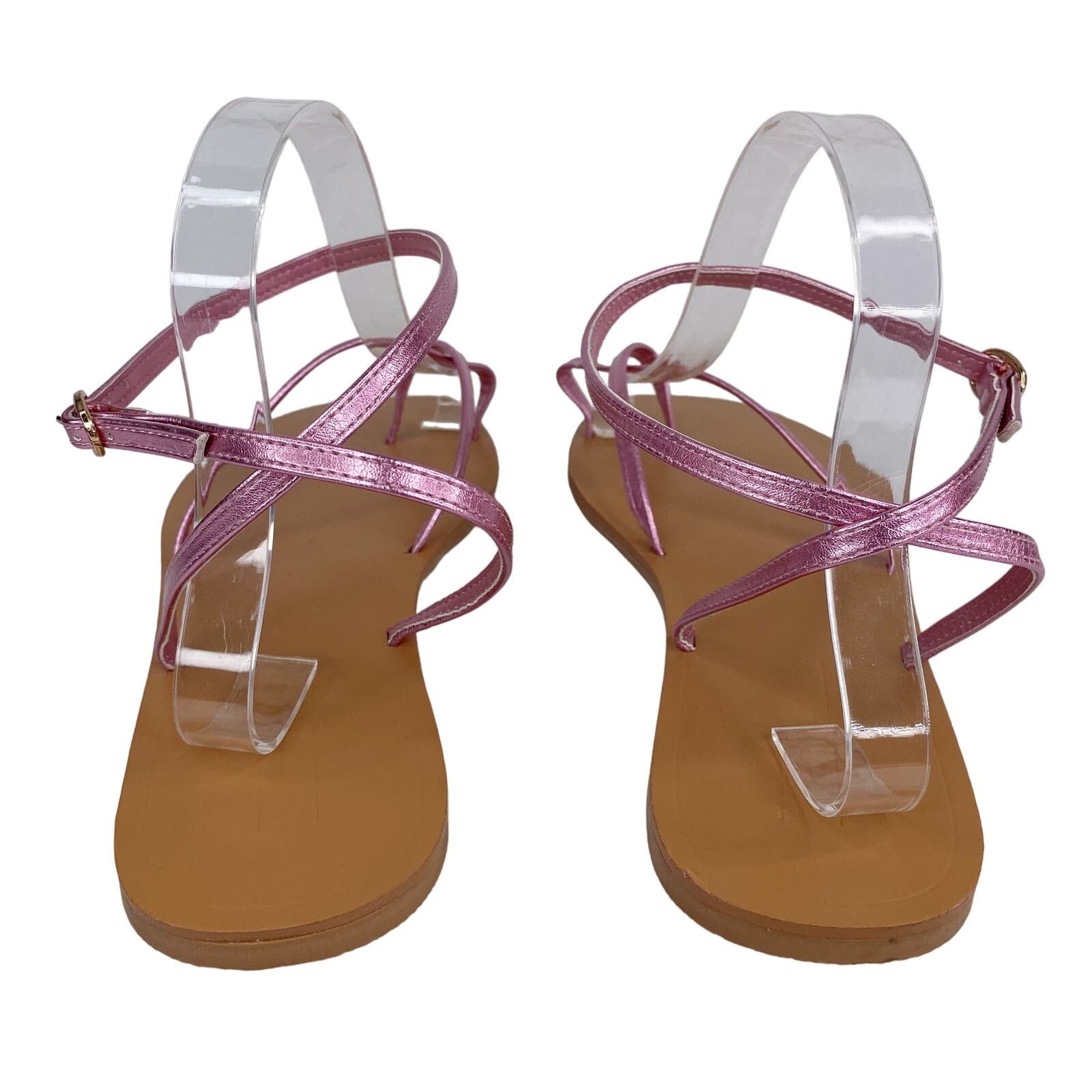 Asos ASOS Sandals 8 Pink Metallic Ankle Strap New Size US 8 / IT 38 - 3 Thumbnail