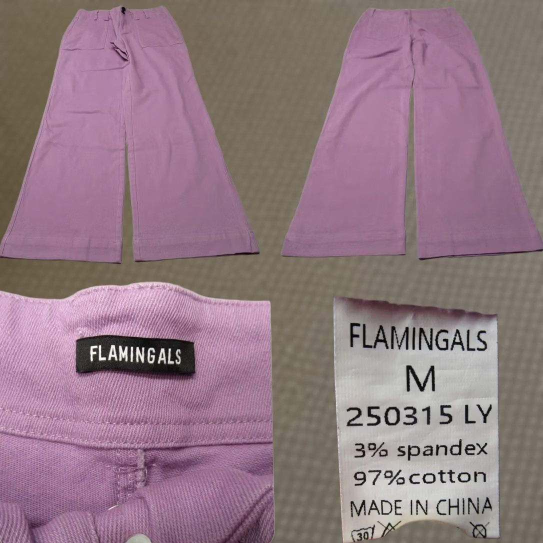 Vintage Flamingas Pants Womens Medium Purple 29x32 Baggy Wide Leg Stretch Square Pockets Size 32" / US 10 / IT 46 - 1 Thumbnail