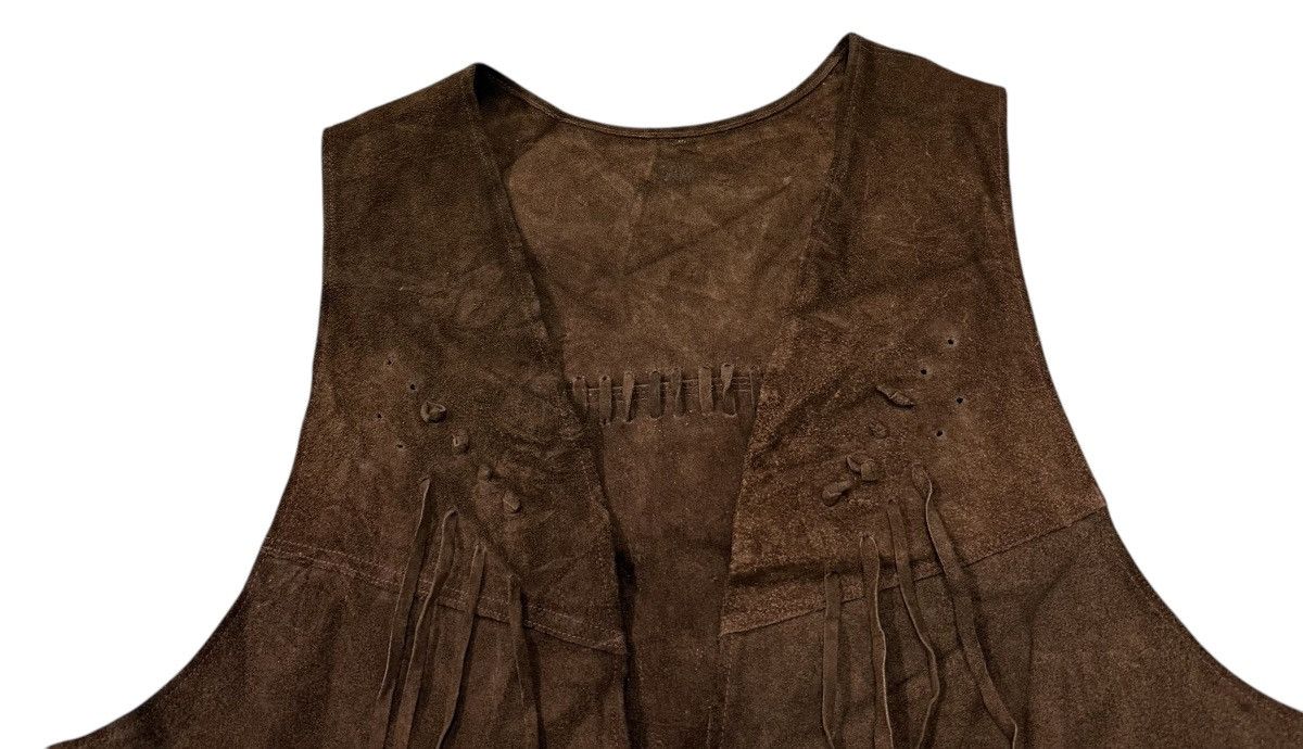 Schott Vintage Cowboy Style Fringes Brown Leather Vest Jacket Size US S / EU 44-46 / 1 - 6 Thumbnail