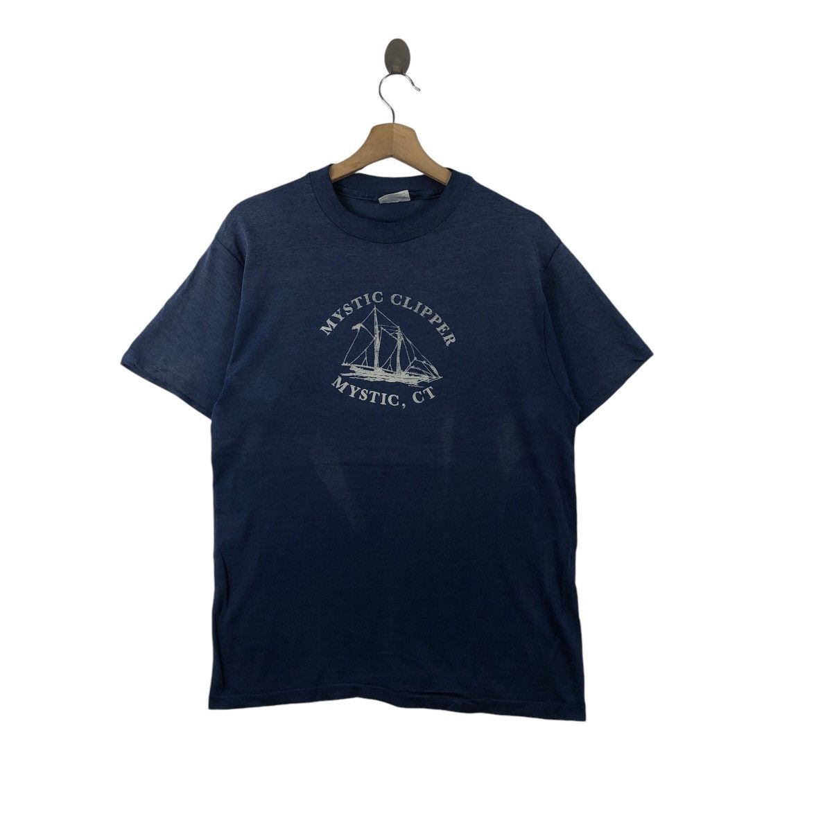 Vintage Vintage 80s Mystic Clipper Tee Shirt Ship By Bill McAllen Size US L / EU 52-54 / 3 - 1 Thumbnail