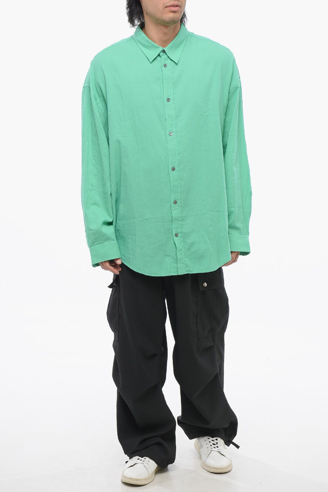 Acne Studios og1mm0325 Long Sleeves Polo Shirt in Green Size US L / EU 52-54 / 3 - 4 Thumbnail