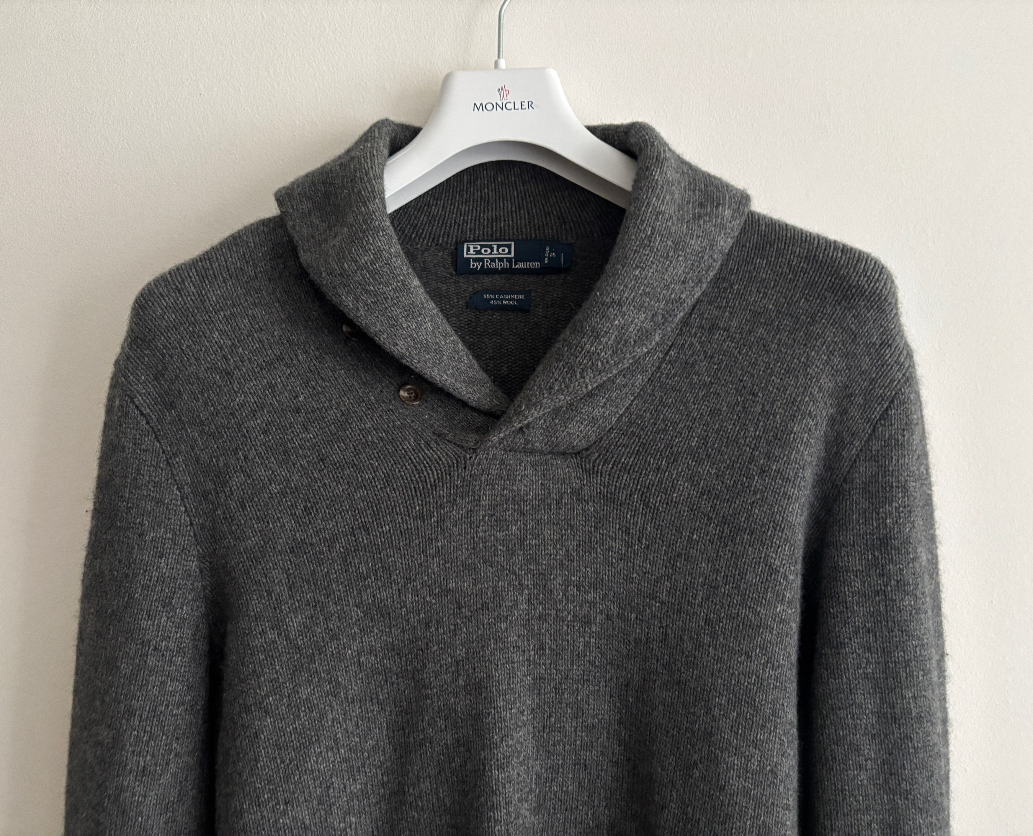 Polo Ralph Lauren $445 Grey Shawl Collar Cashmere Wool Fisherman’s Sweater Size US L / EU 52-54 / 3 - 2 Thumbnail