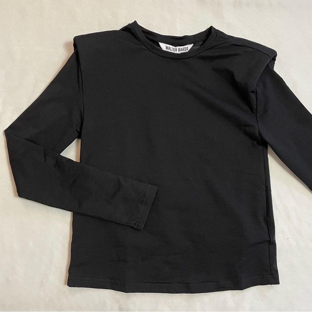 Other NWT New $128 Walter Baker Bethany Padded Shoulder Black Top Size XS / US 0-2 / IT 36-38 - 6 Thumbnail