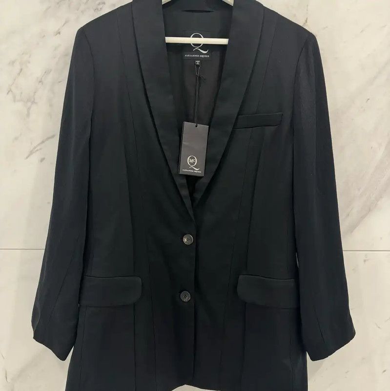 Alexander McQueen Alexander McQueen Black Silk Long Sleeve Cardigan 0089 Size L / US 10 / IT 46 - 1 Thumbnail