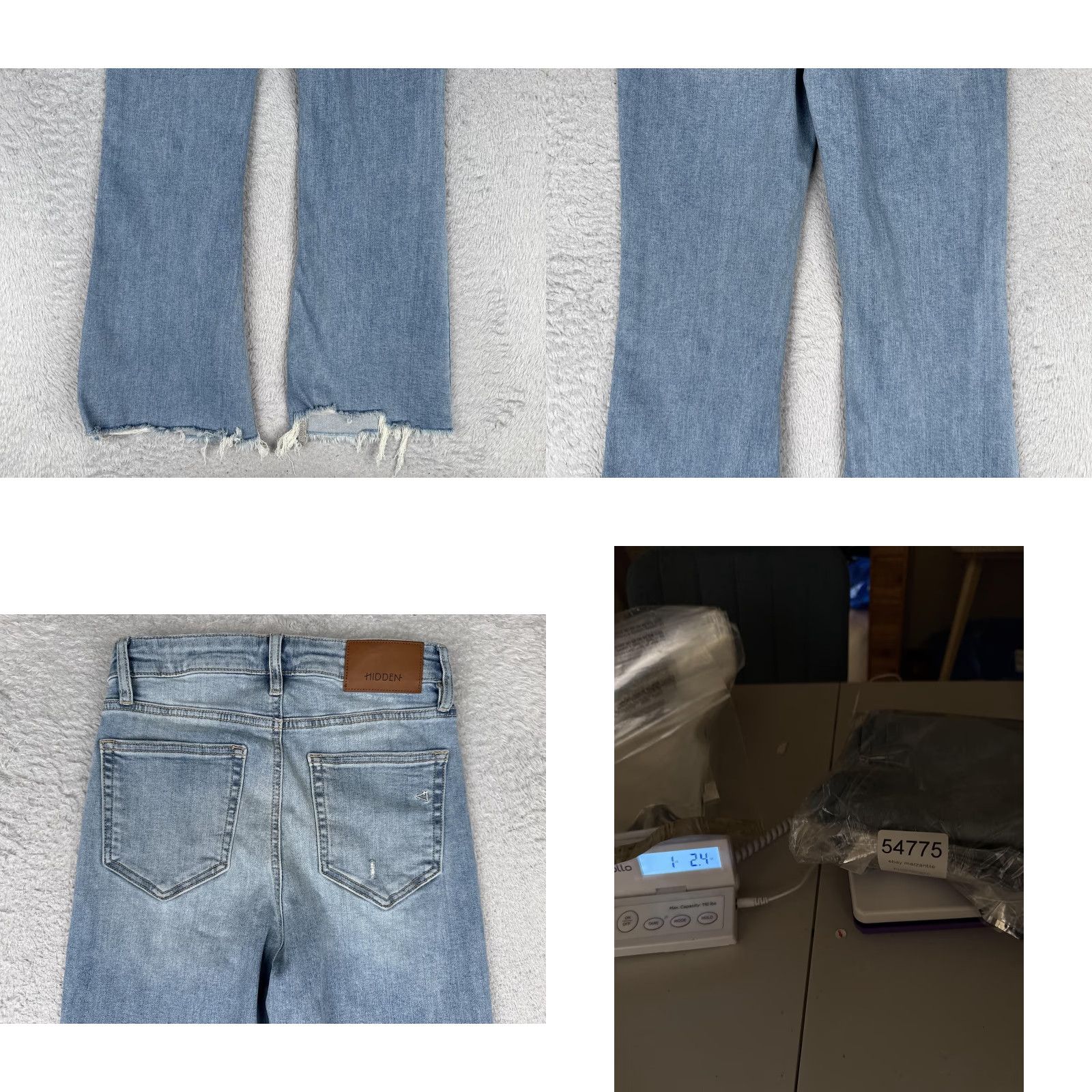 Vintage Hidden Jeans Womens 26 Blue Light Wash High Rise Flared 5-Pocket Distressed Stretch Denim 28in Inseam 90s Grunge City Vintage No Size 26" / US 2 / IT 38 - 10 Thumbnail