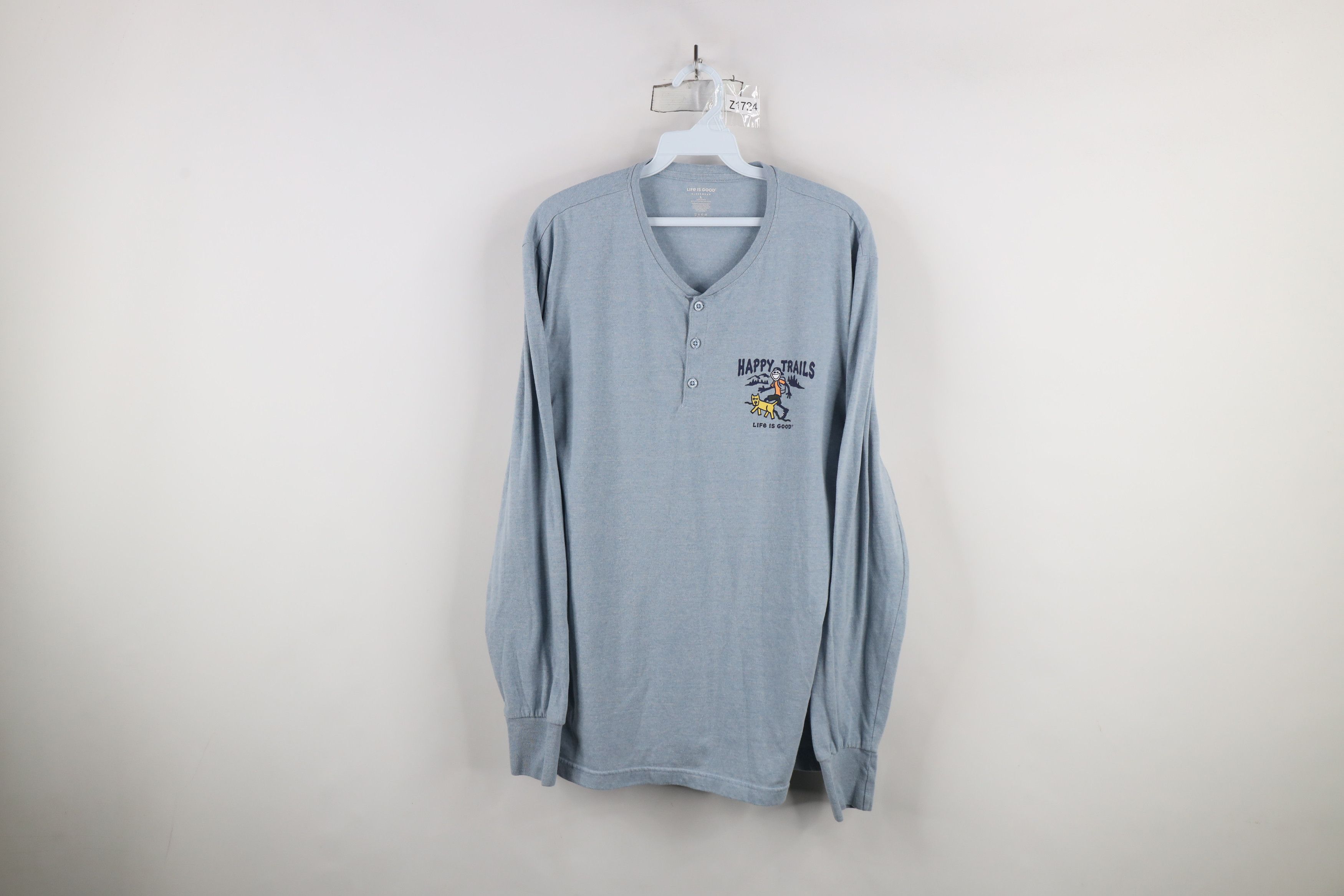 Life is Good × Vintage Life Is Good Happy Trails Dog Long Sleeve Henley T-Shirt Size US L / EU 52-54 / 3 - 1 Thumbnail