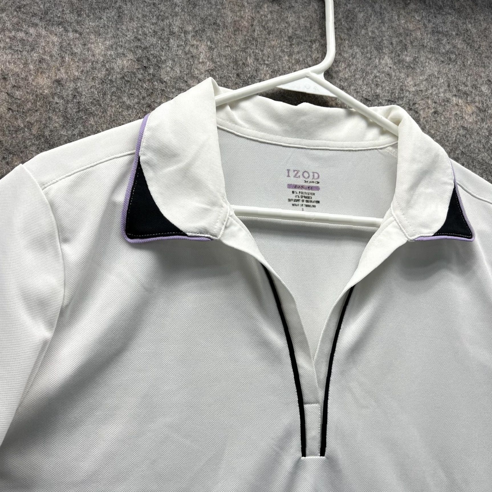Izod VINTAGE Izod Polo Shirt Women Large Ladies White Purple Athletic Polyester Spandex Size L / US 10 / IT 46 - 7 Thumbnail