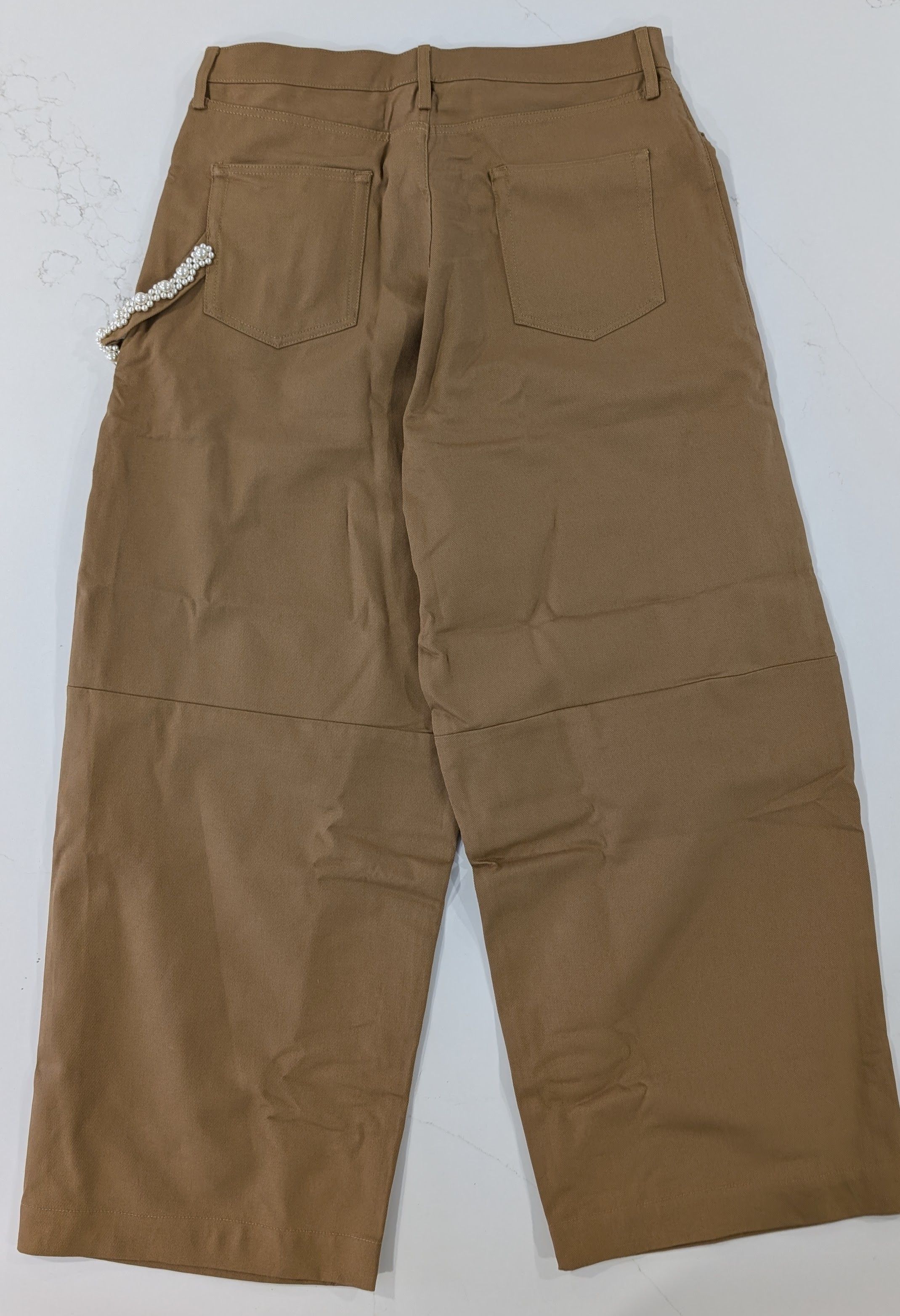 Simone Rocha Simone Rocha Mens Khaki Pearl Embellished Wide Leg Jeans 35 Size US 35 - 2 Thumbnail