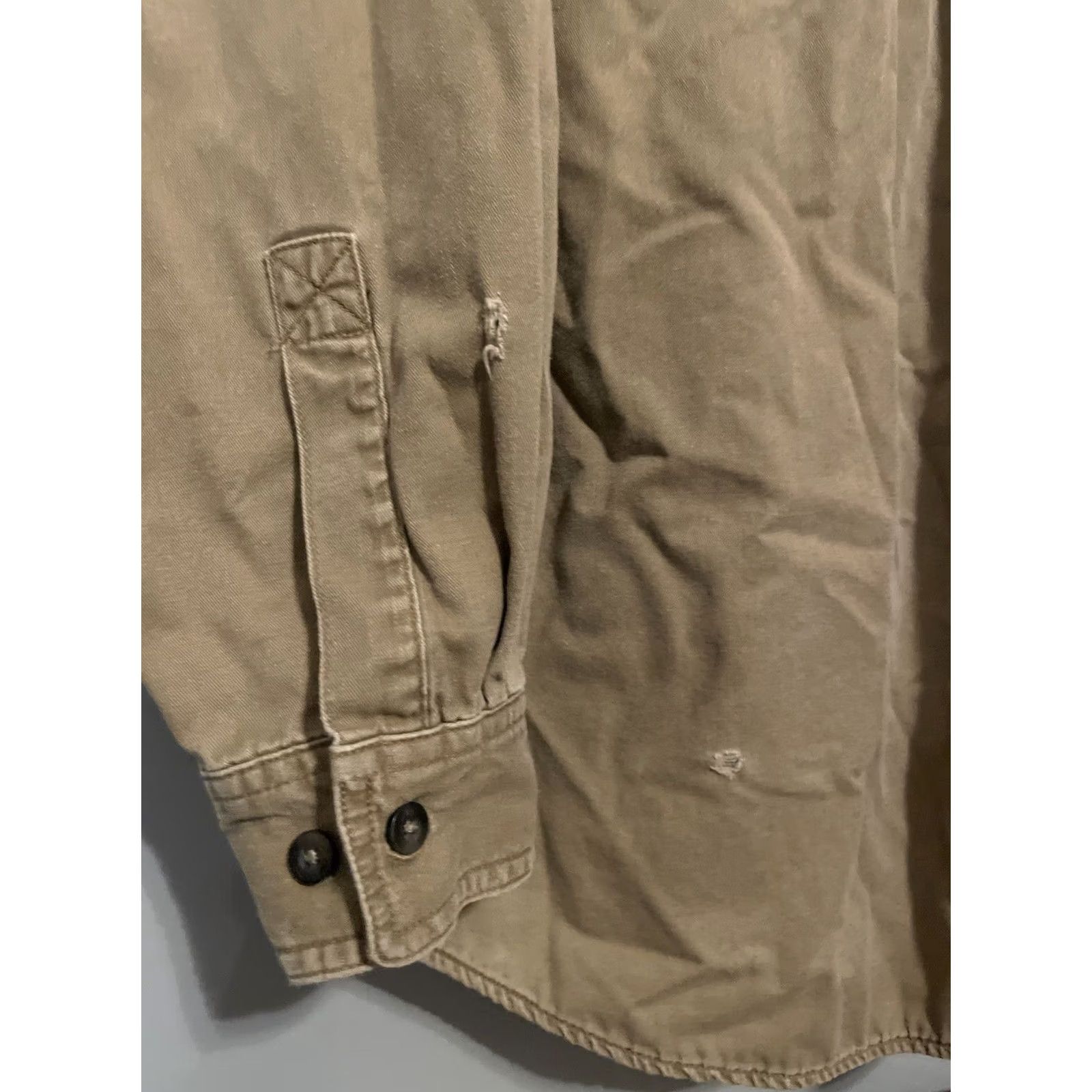 Vintage VINTAGE L.L.Bean Mens Tan Beige Flannel Lined Chore Shirt Jacket M Beige Flannel Lined Canvas Work Shirt Jacket 2 Pockets 90s Men Size US M / EU 48-50 / 2 - 5 Thumbnail
