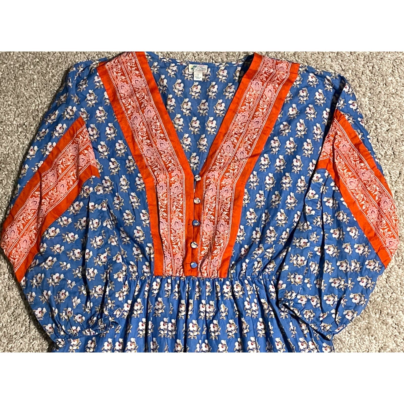 J.Crew J. Crew Dress S Blue Floral Block Print Midi Cotton No Belt Size S / US 4 / IT 40 - 2 Thumbnail