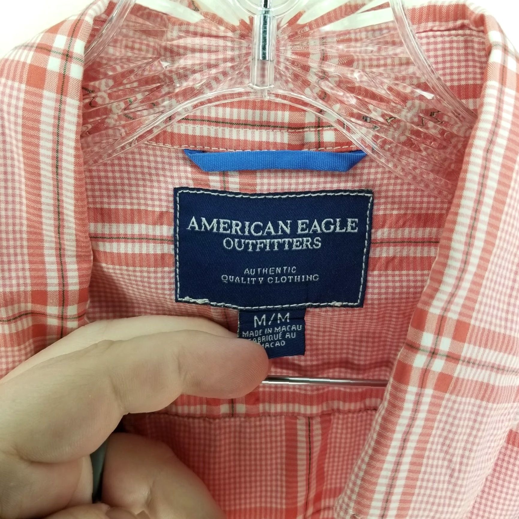 American Eagle Outfitters American Eagle Mens Pink Plaid Long Sleeve Button-Up Size Medium Size US M / EU 48-50 / 2 - 3 Thumbnail