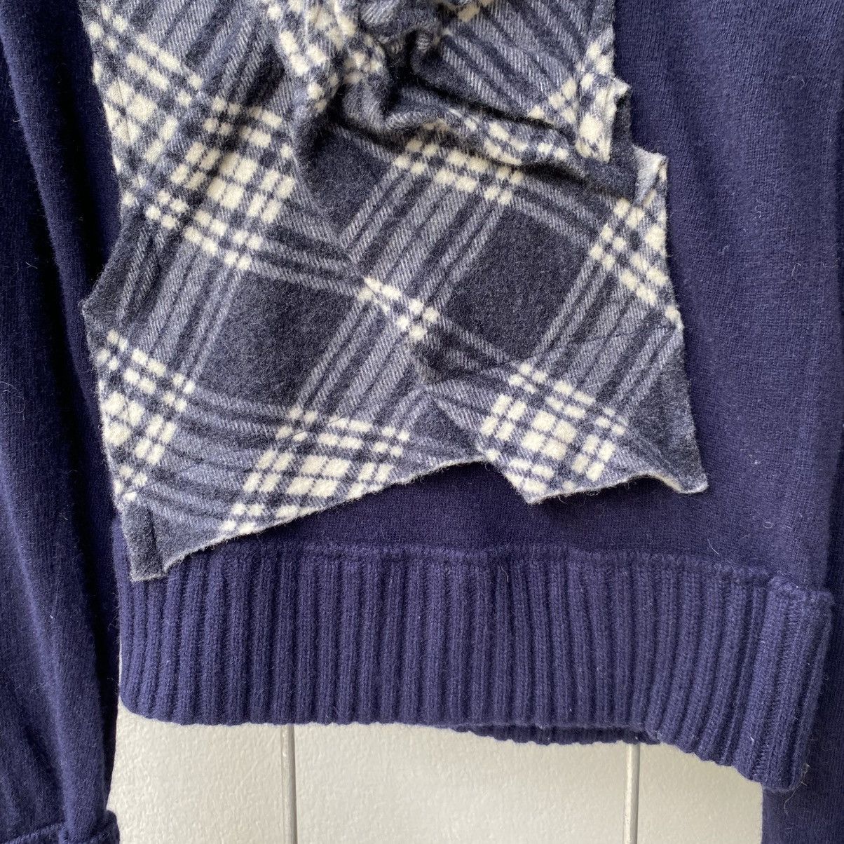 Japanese Brand A/T Navy Blue Sweater with Plaid Ruffle Front Size S / US 4 / IT 40 - 6 Thumbnail