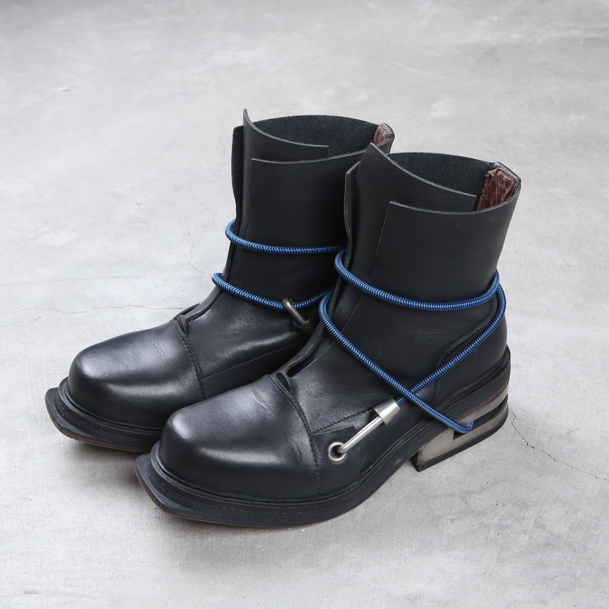 Dirk Bikkembergs Dirk Bikkembergs Black Bungee Boots 1996 Steel Cut Heel Size US 11 / EU 44 - 3 Thumbnail