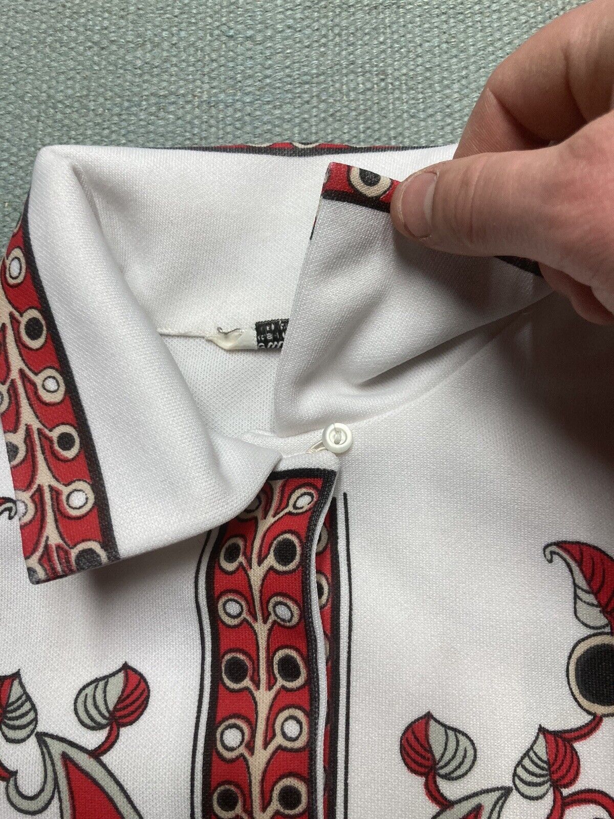 Vintage Vtg 60s button shirt poly loop collar paisley women’s large Size L / US 10 / IT 46 - 5 Thumbnail