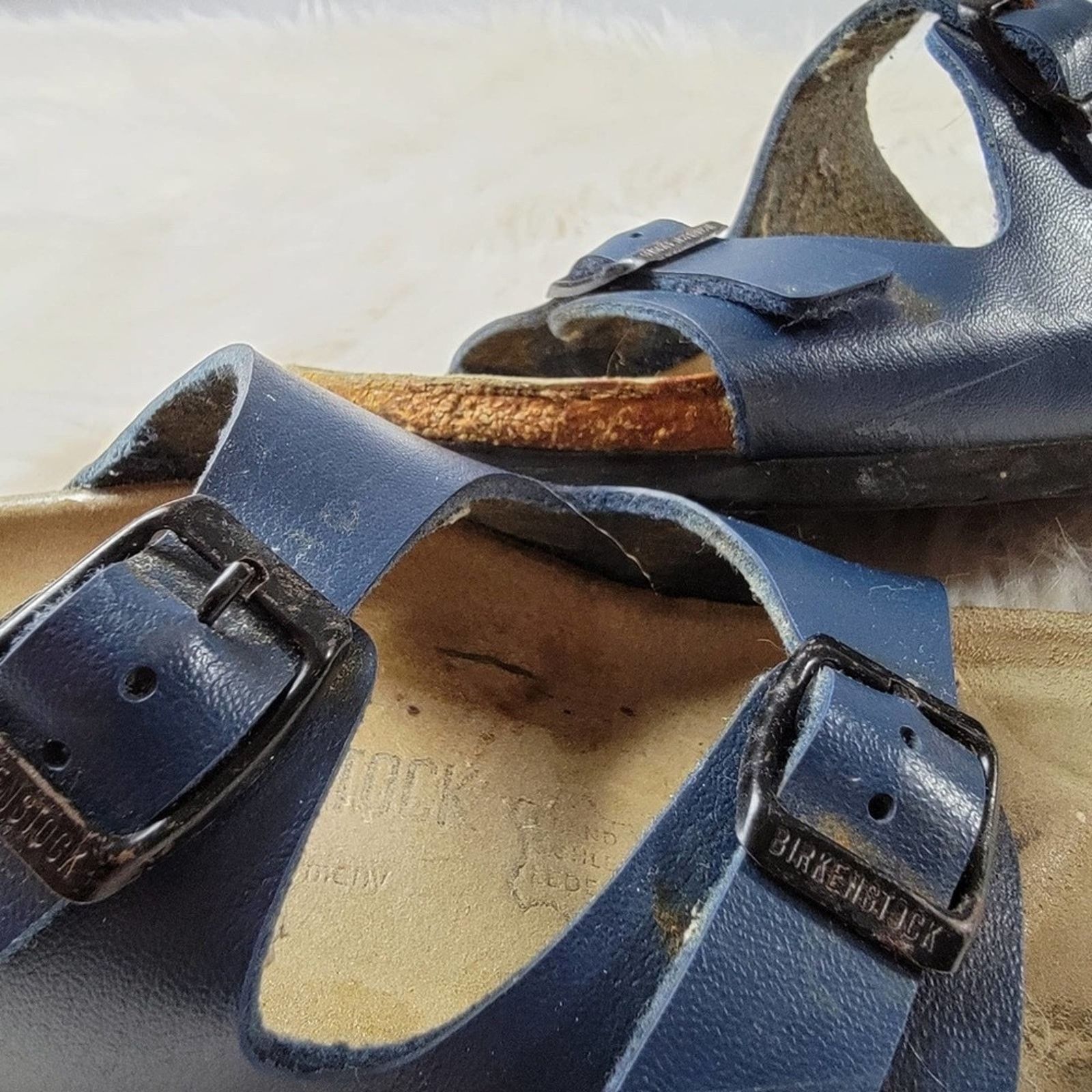 Birkenstock Birkenstock Navy Blue Leather Milano Sandals - 6 Size US 6 / IT 36 - 12 Thumbnail