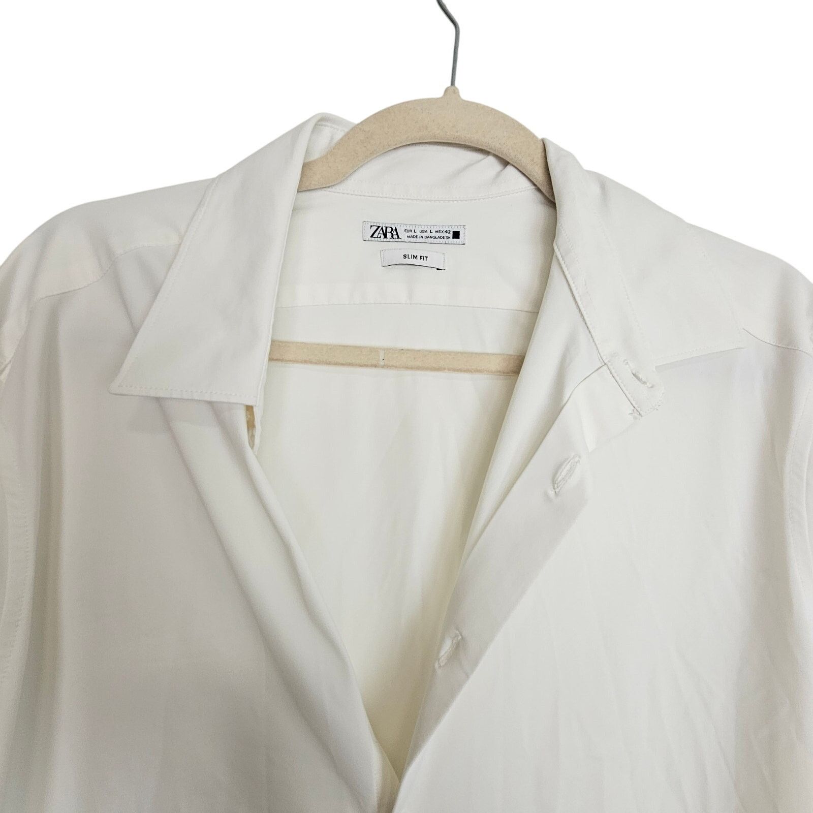 Zara Zara Shirt White Button Front Long Sleeve Dress Shirt Men L Size US L / EU 52-54 / 3 - 2 Thumbnail