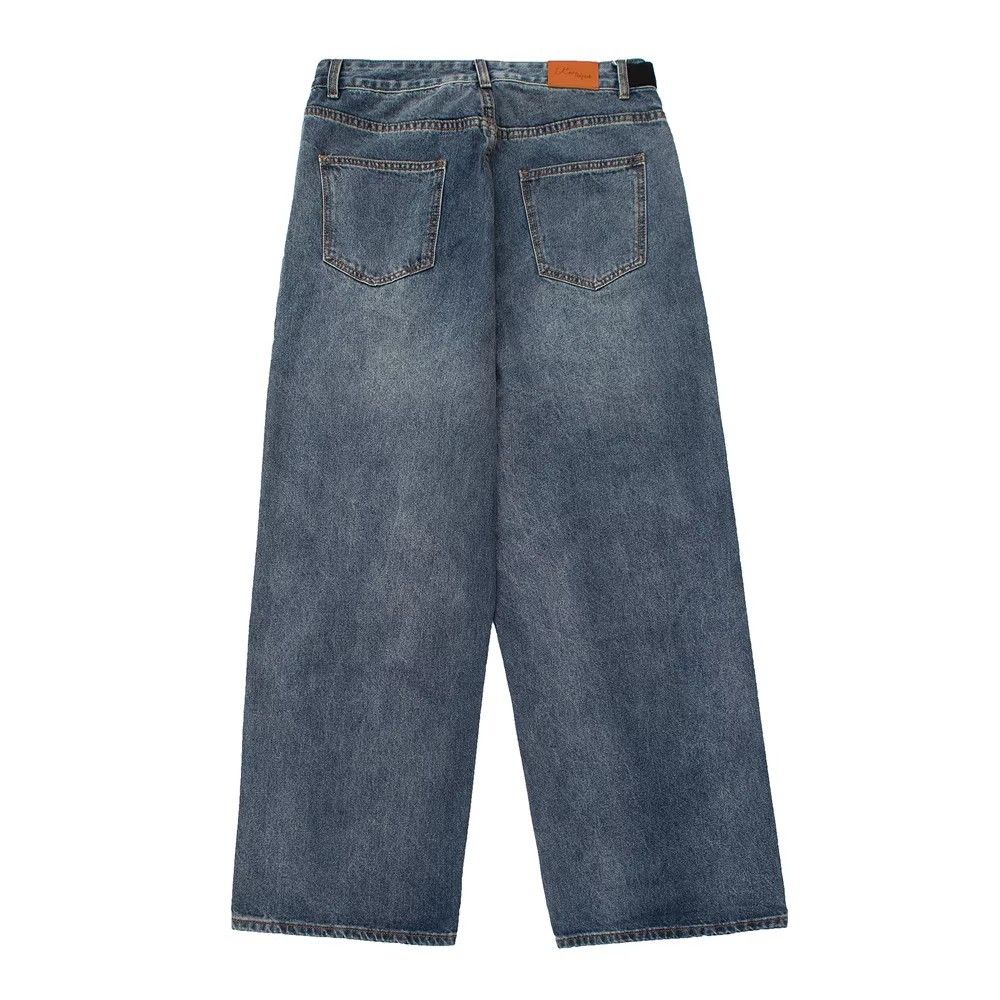 Japanese Brand Washed distressed men's street style loose belt jeans Size US 32 / EU 48 - 2 Thumbnail