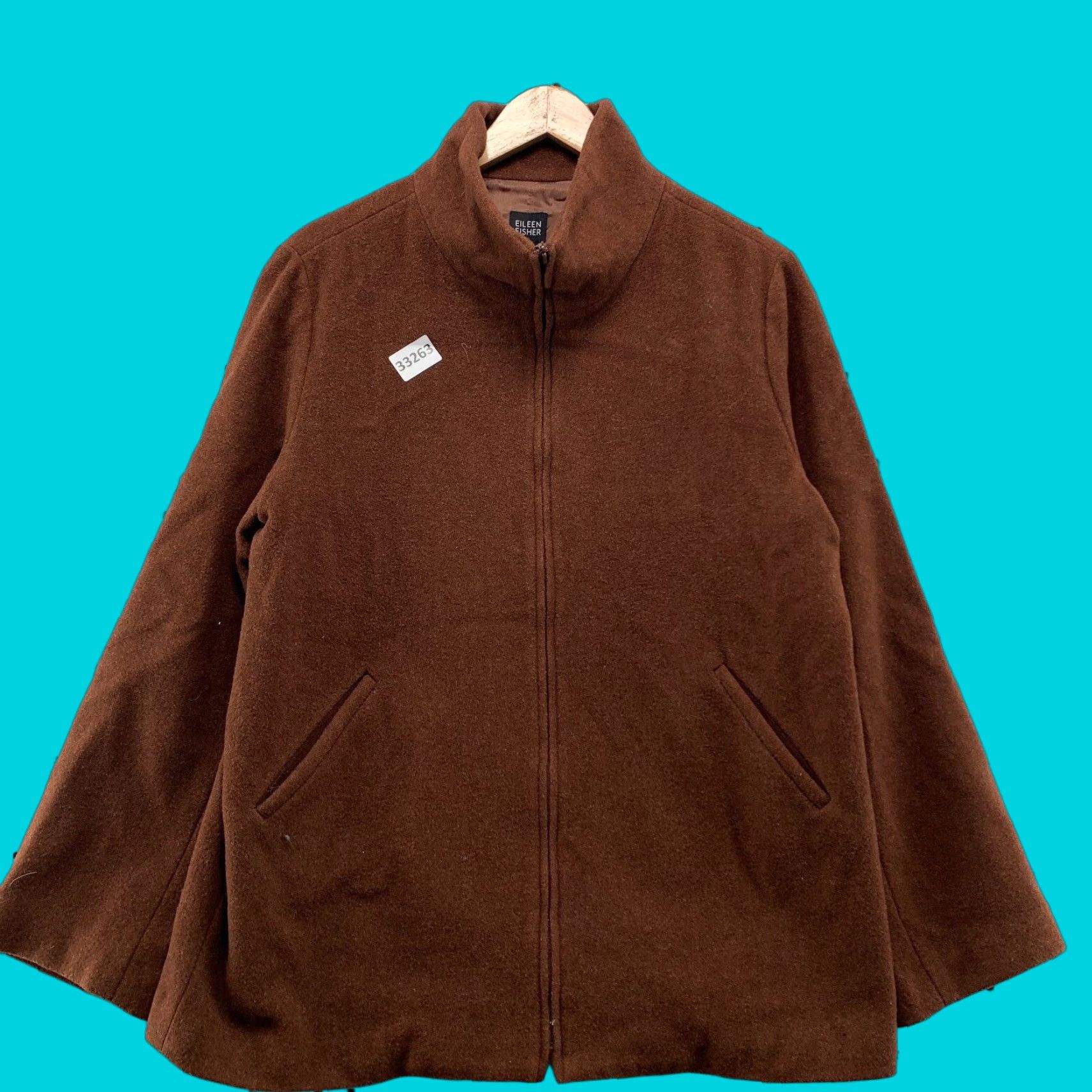 Eileen Fisher VINTAGE Eileen Fisher Brown Wool Jacket Womens Medium Long Sleeve Zip Italian Size M / US 6-8 / IT 42-44 - 1 Thumbnail