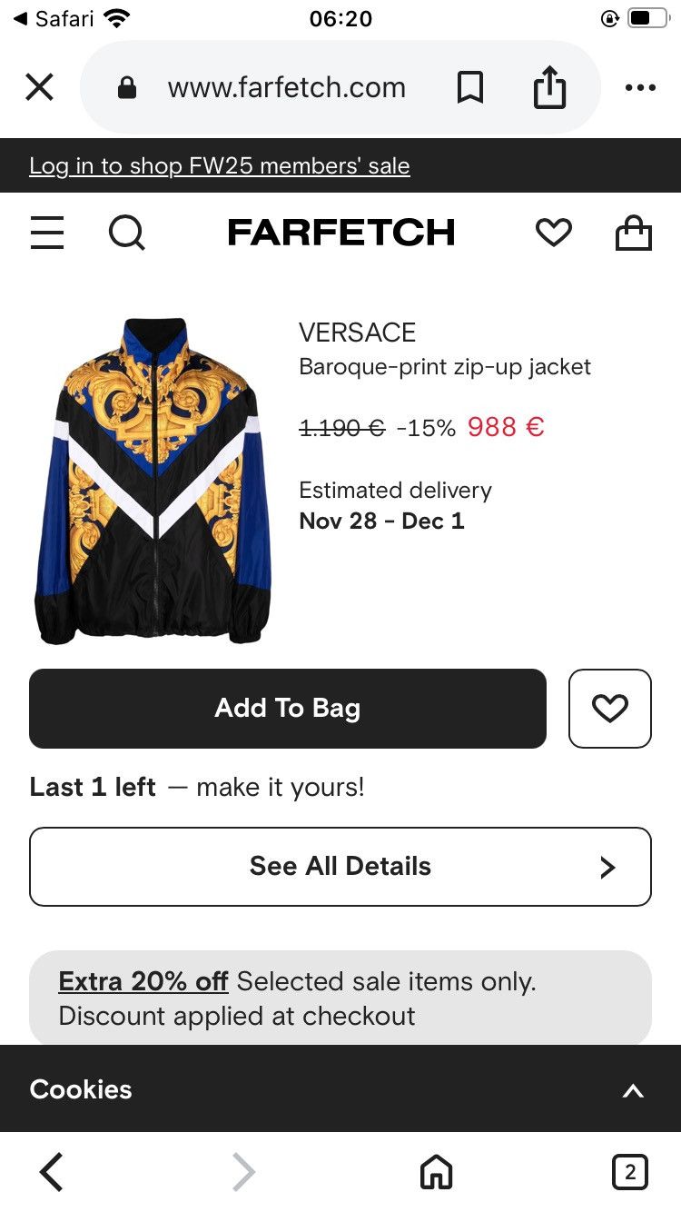 Versace Versace Mens Mainline Baroque Jacket Size 48 Size US M / EU 48-50 / 2 - 16 Thumbnail