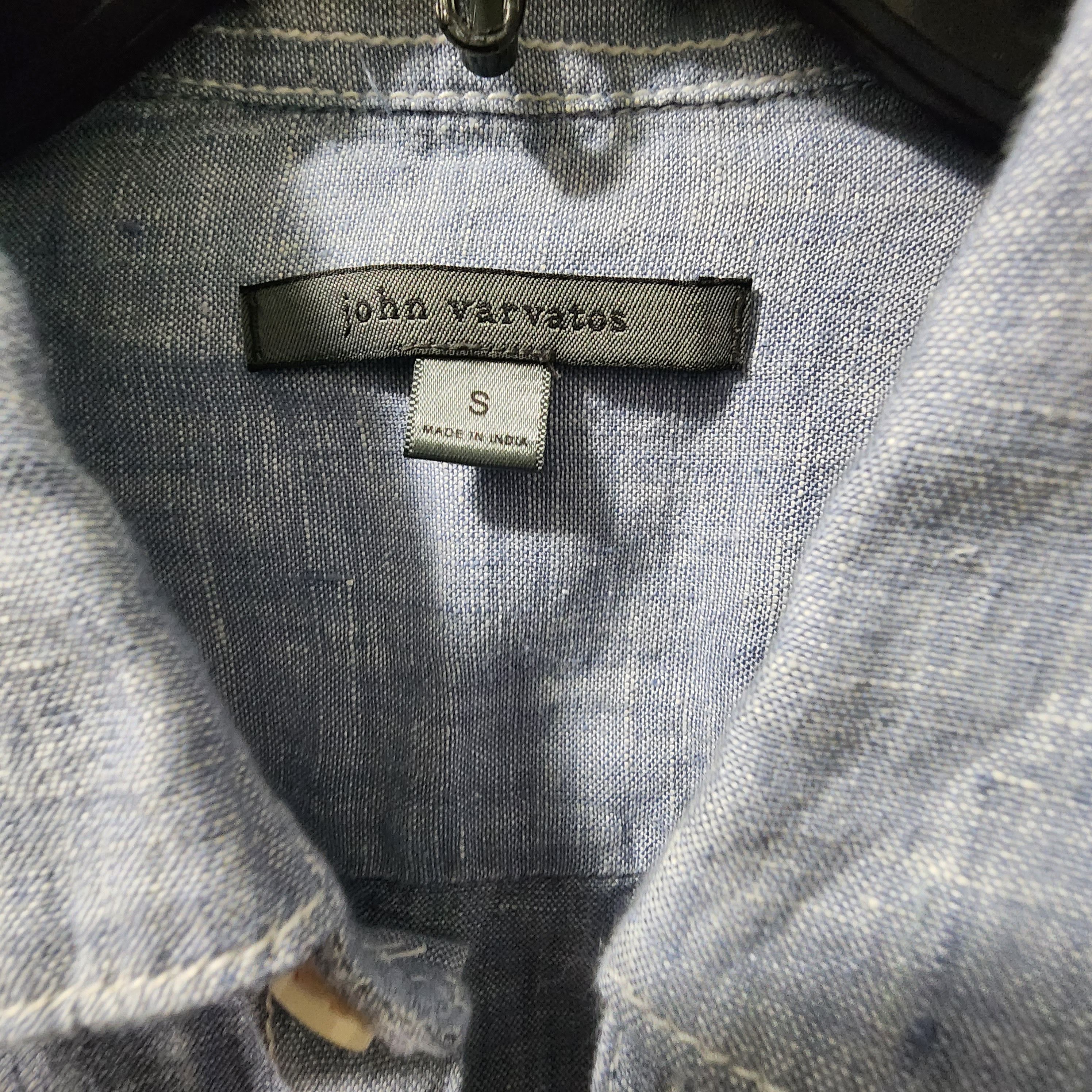 John Varvatos John Varvatos Men's Small Light Blue Linen Button-Down Shirt Size US S / EU 44-46 / 1 - 7 Thumbnail
