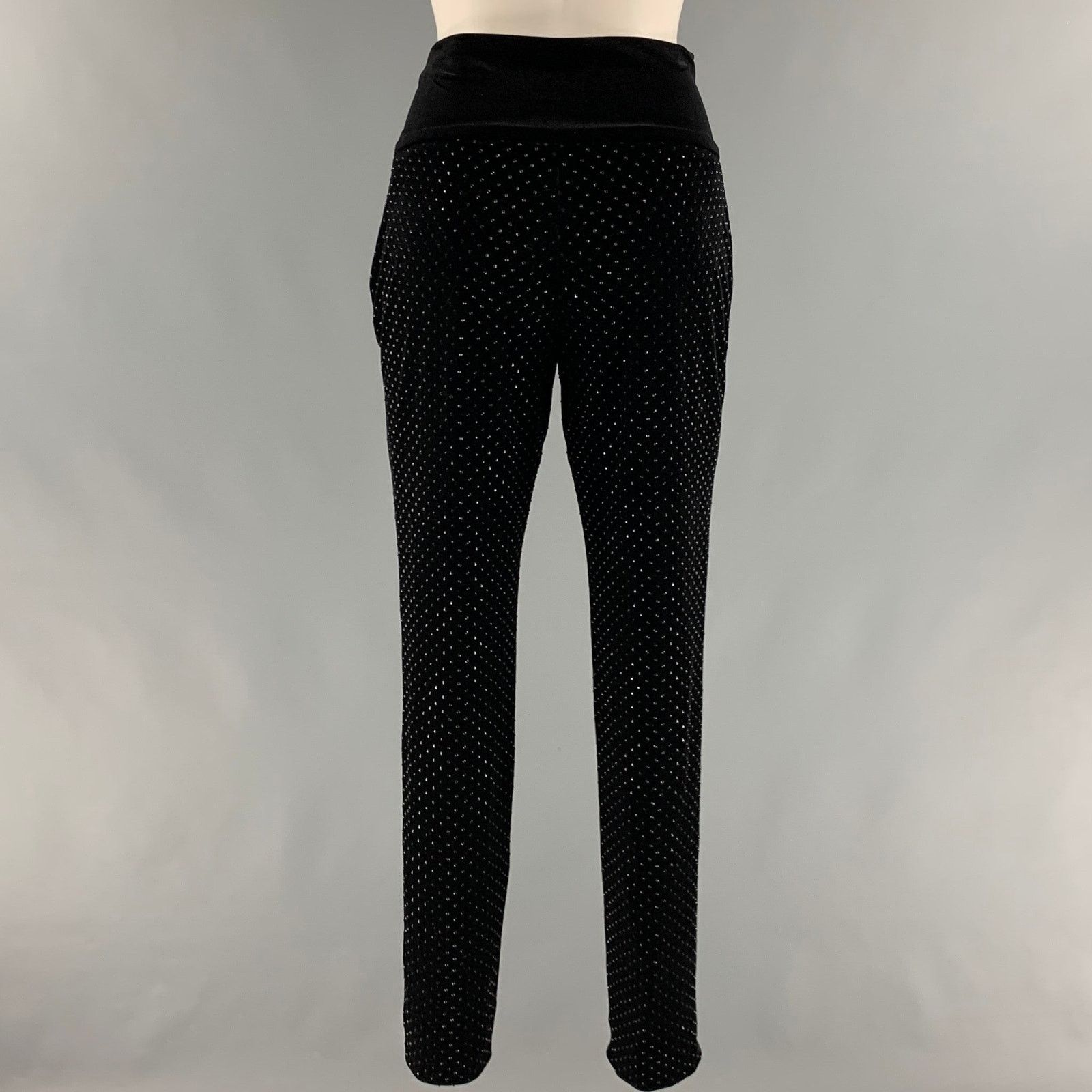 Akris AKRIS Size 10 Black Polyester Beaded Dress Pants Size 32" / US 10 / IT 46 - 4 Thumbnail